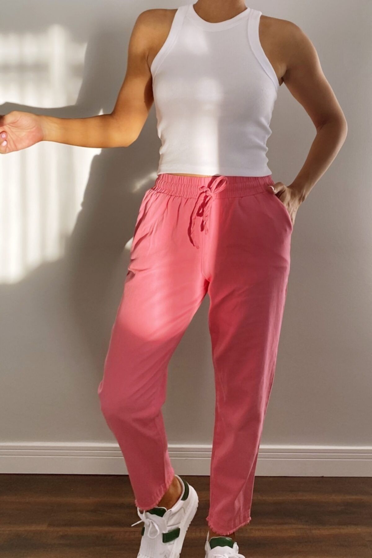ASHCO-Pink Trousers with Detached Detail Pockets 7