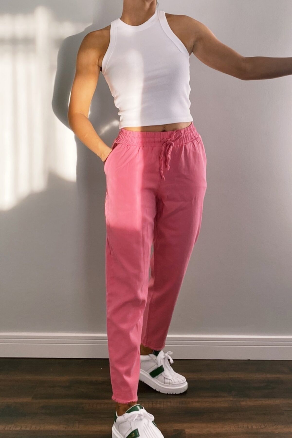 ASHCO-Pink Trousers with Detached Detail Pockets 2