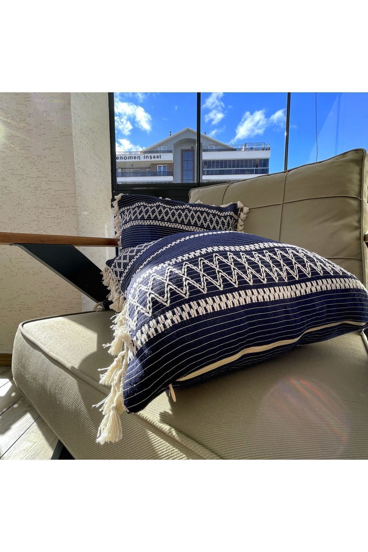 nonamino 2 Piece Cotton Knitted Lace Knit Zippered Throw Pillow Cover Trendyol