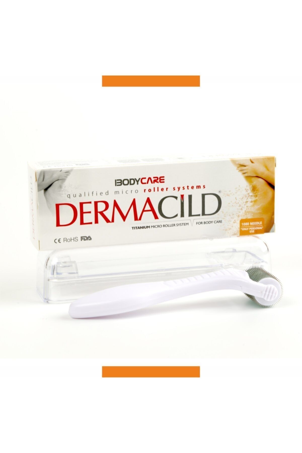 1080 سوزن تیتانیوم درمارولر 300 میلی متری (ایده آل برای ناحیه بدن) + اسپری پاک کننده Dermacild