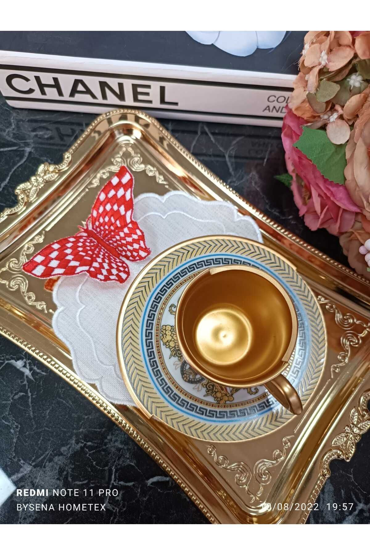 kelebek detay kırmızı kokteyl peçetesi ve sunum peçetesi 1 adet