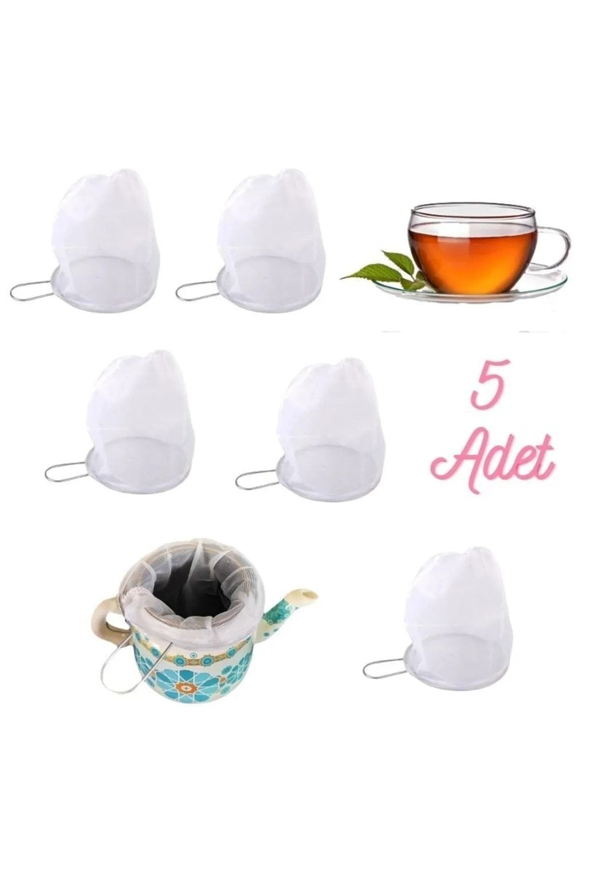 Torba Demlik Süzgeci Süt Süzgeci Yeniden Kullanılabilir Çay Kahve Süzgeci 11cm 5 Adet 4 Nolu