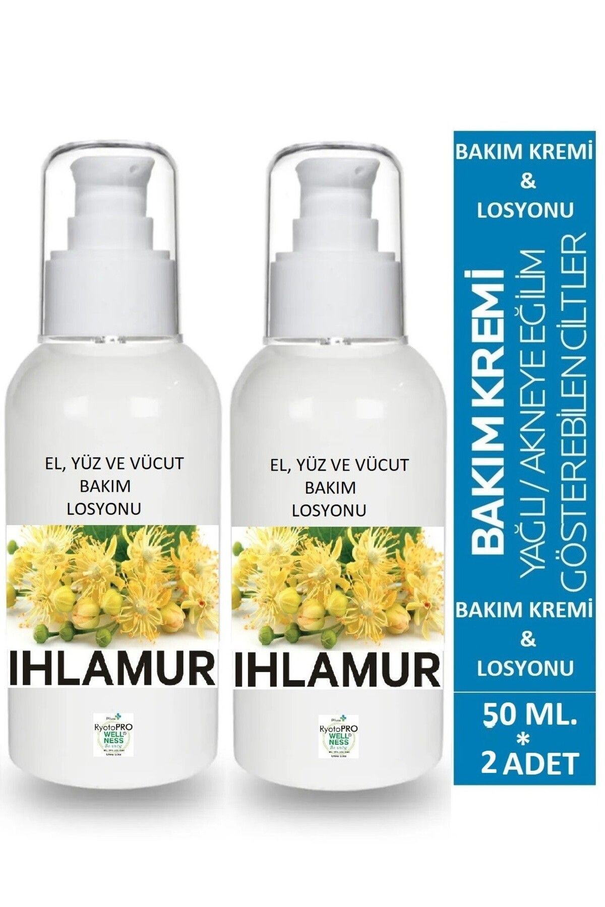 2 Adet %100 Doğal Onarıcı Ihlamur El Ve Vücut Losyonu (ÖZEL ÜRETİM UYUZA SON) 2*50Ml.