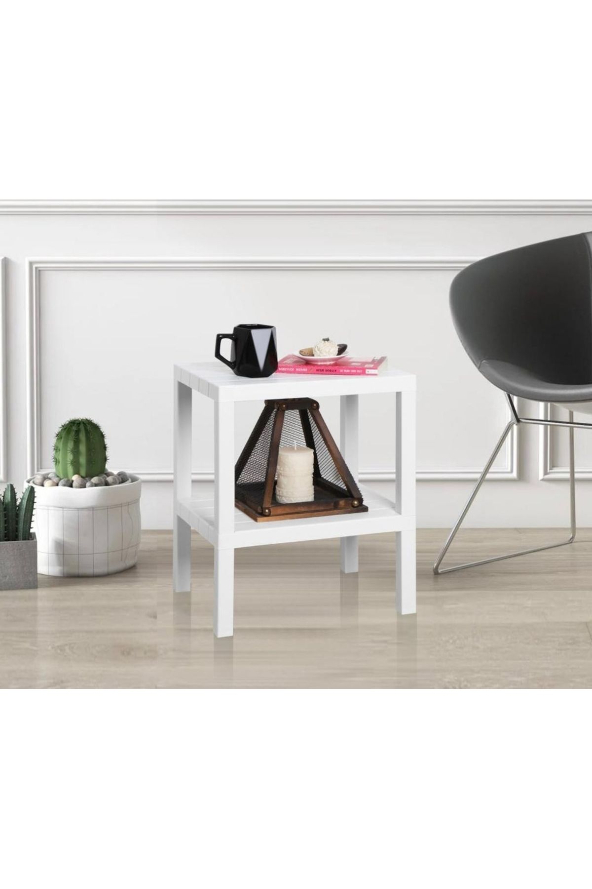 Ecolux Ombeg Decorativ (plat) 2 Niveluri Din Plastic Multifuncțional Organizator De Baie Ghiveci De Flori Raft Pentru Cărți Alb - Mărime unică