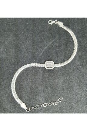 Jupitersign.store Gümüş Yassı Model Zirkon Bileklik