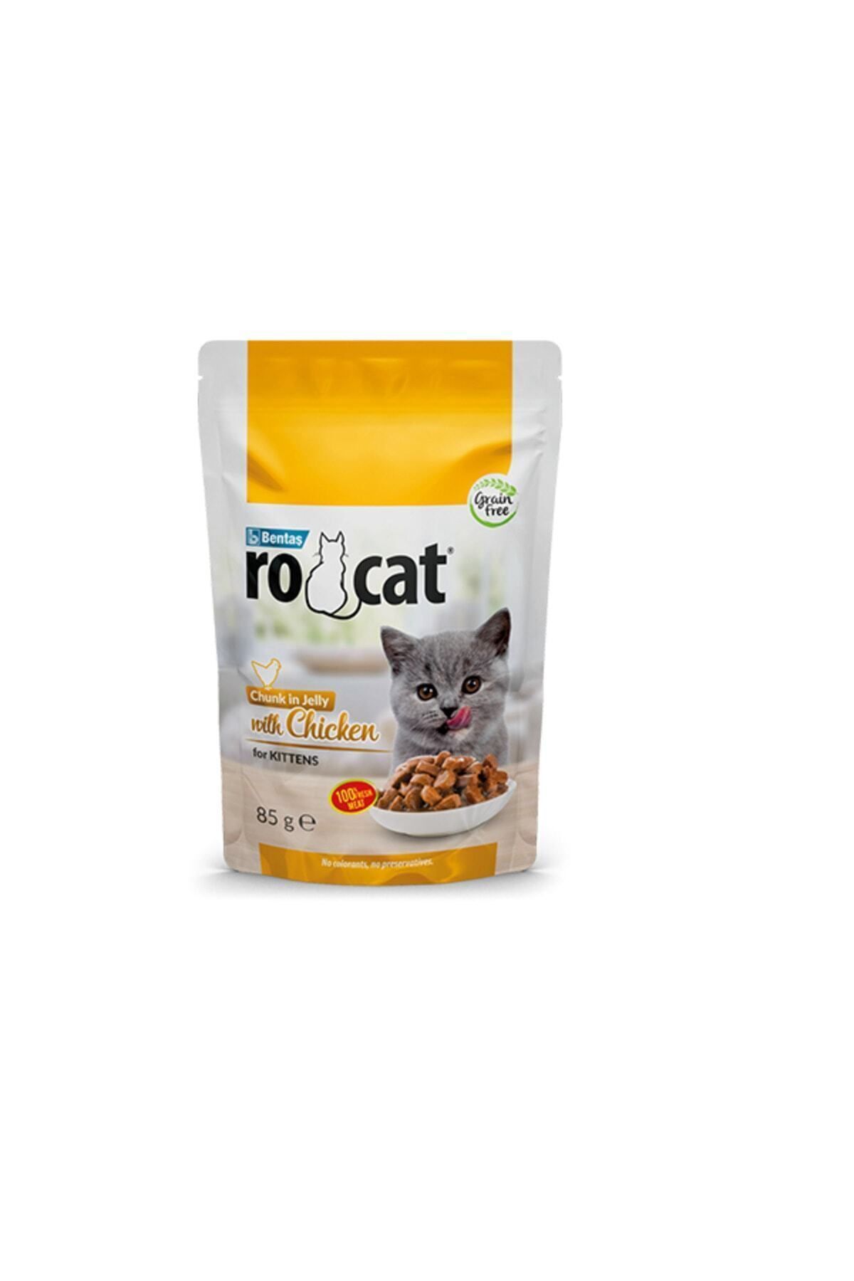Rocat Yavru Kedi Için Tavuklu Kedi Pouch Mama 85 gr (KEDİNİZ BUNA BAYILACAK)