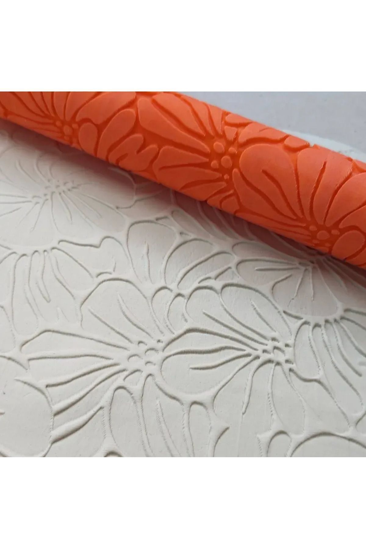 2 Adet Çiçek Desenli Hamur Ve Kil Şekillendirici Rulo 20cm