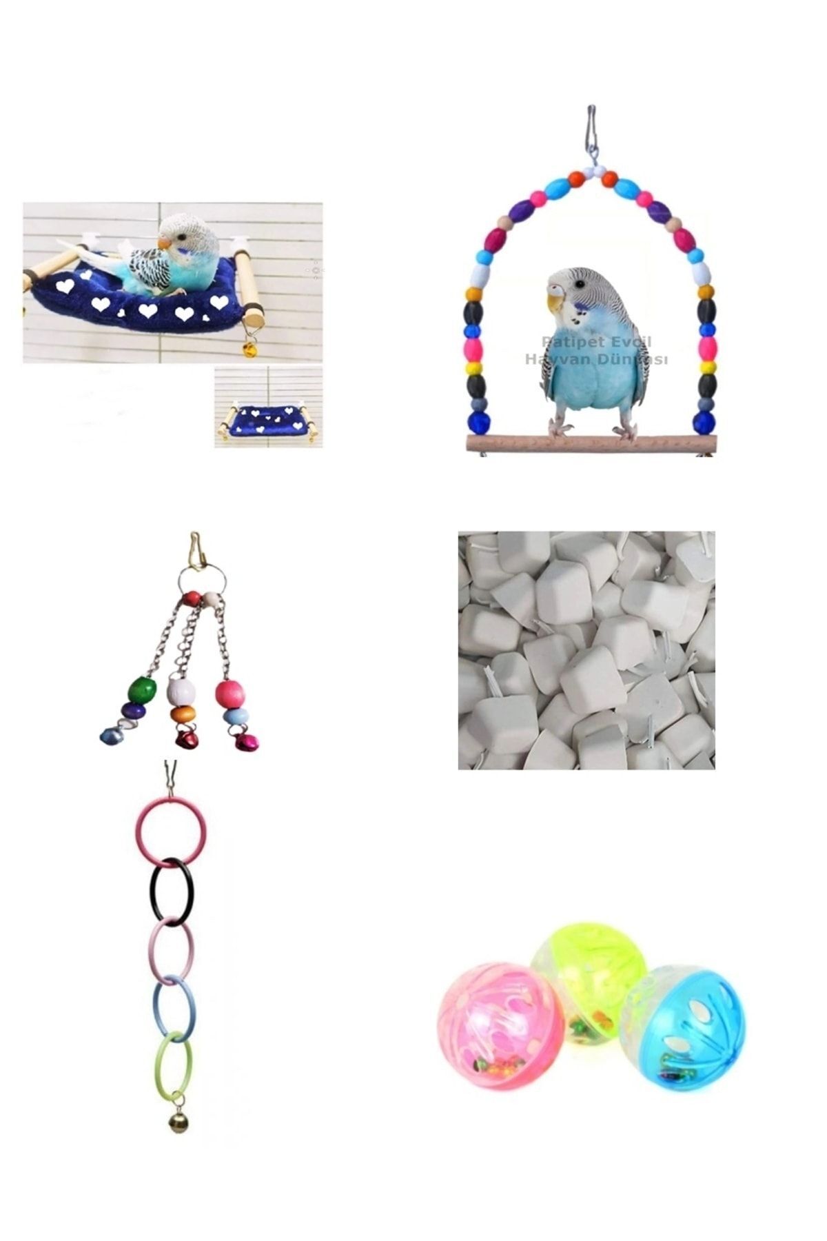 AlyaPetWorld Muhabbet Kuşu Ve Papağanlar İçin Salıncak Ve Oyuncak seti - Kuş Oyuncağı