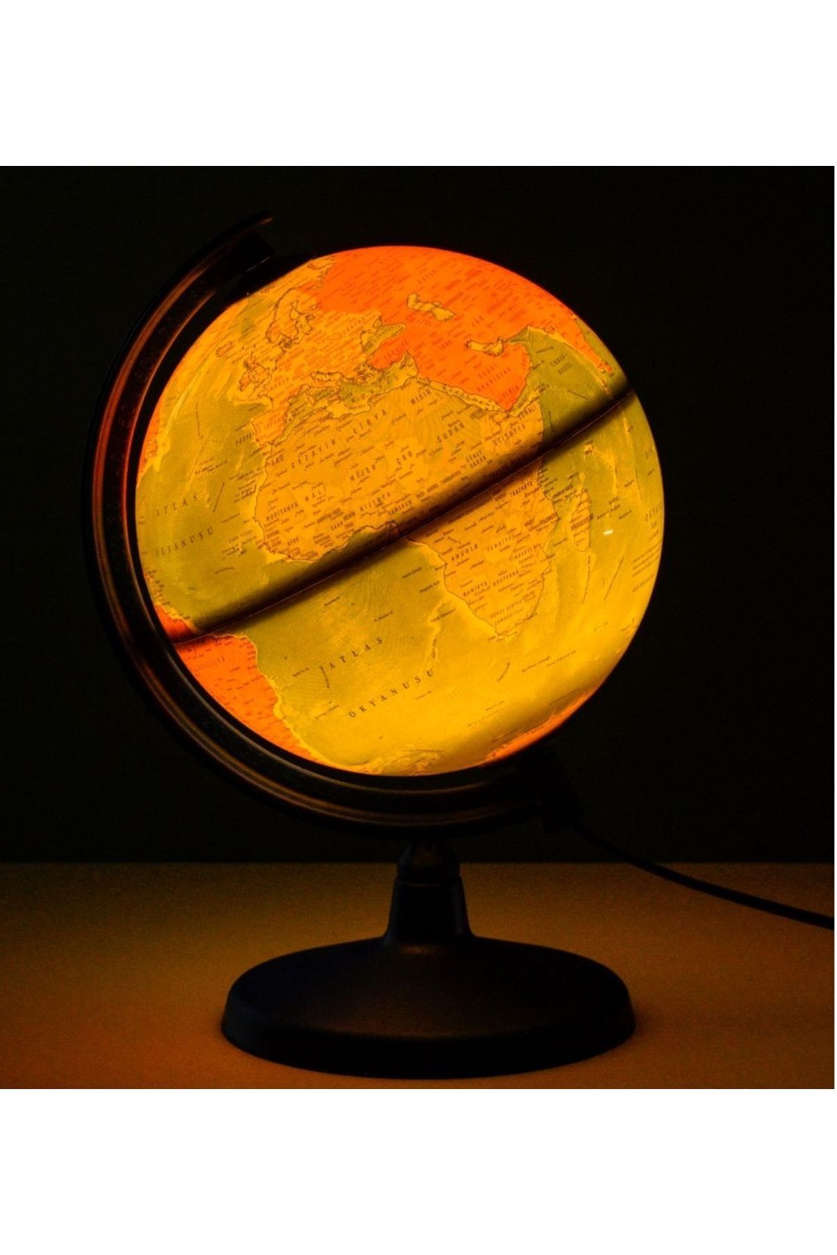 LRS STORE Işıklı Dünya Küresi / 7 Renkli 7 Kıta Haritalı Küre Eğitici Hediye Masa-Gece Lambası 20 Cm Çap fotoğrafı 4 (önizleme)