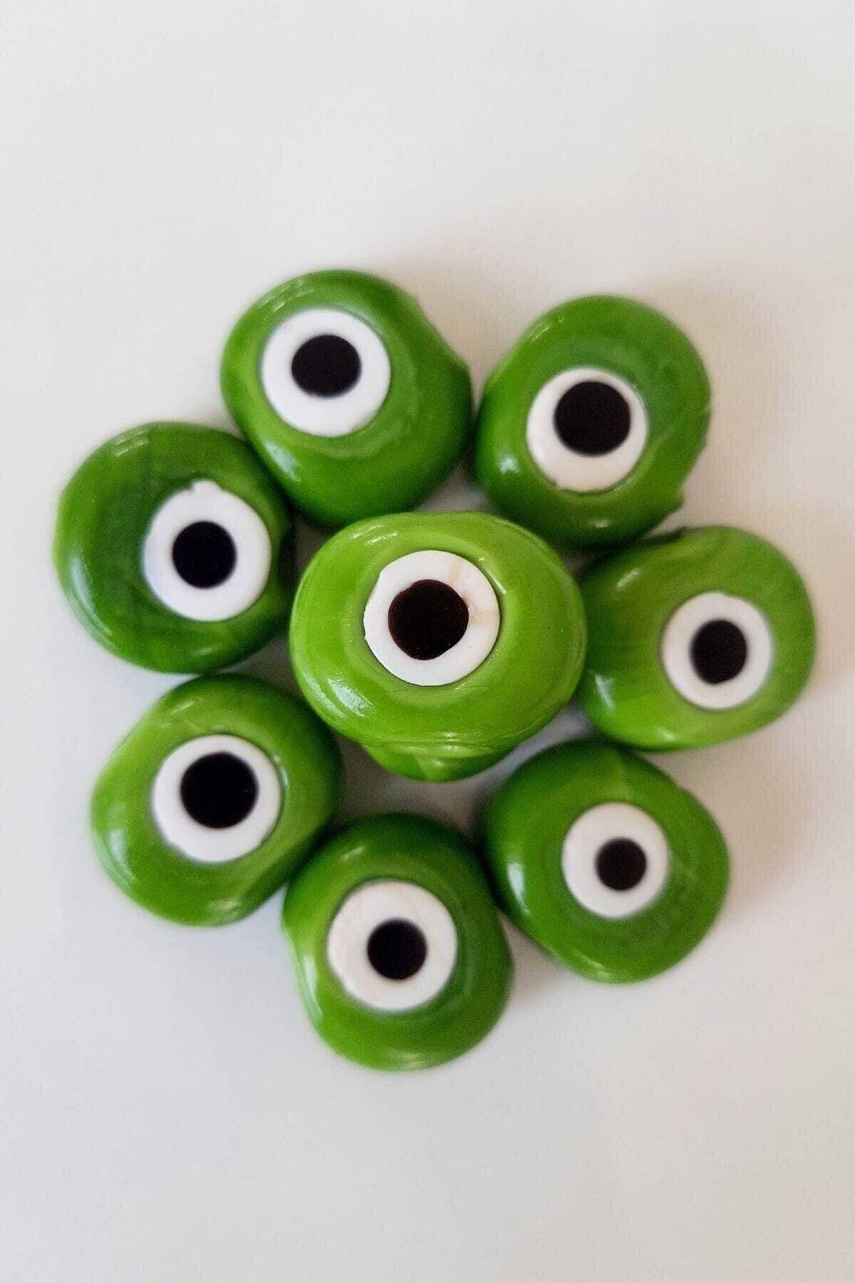 10 Green Color Danagöz Glass Evil Eye Beads 2.5 Cm Large Size .
