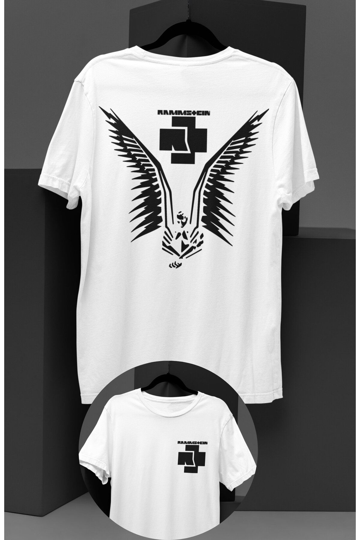 Fuddy Moda-Tricou Rammstein unisex supradimensionat - Imprimat pe spate, model muzica rock 1