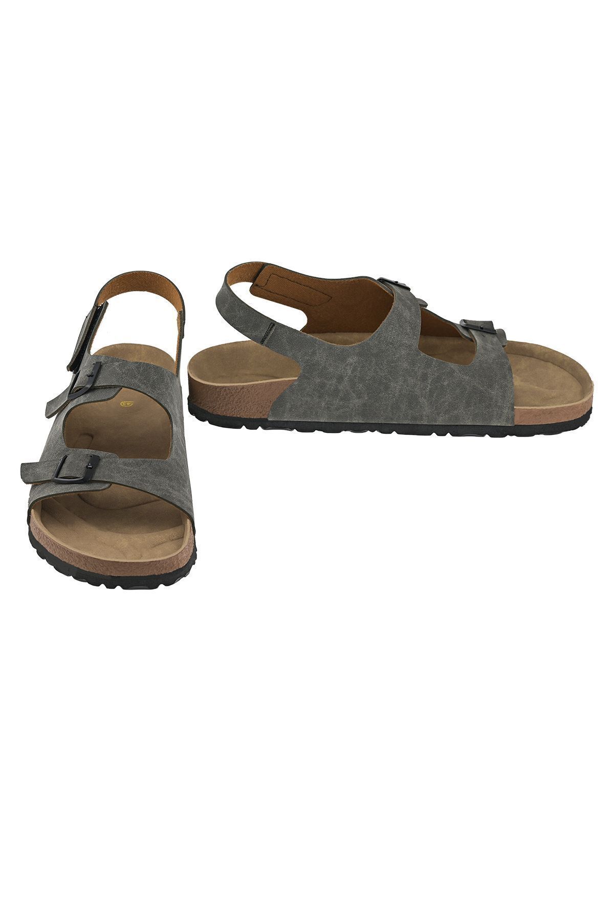 JustBow Ortopedik Unisex Haki Düz Sandalet görsel 5
