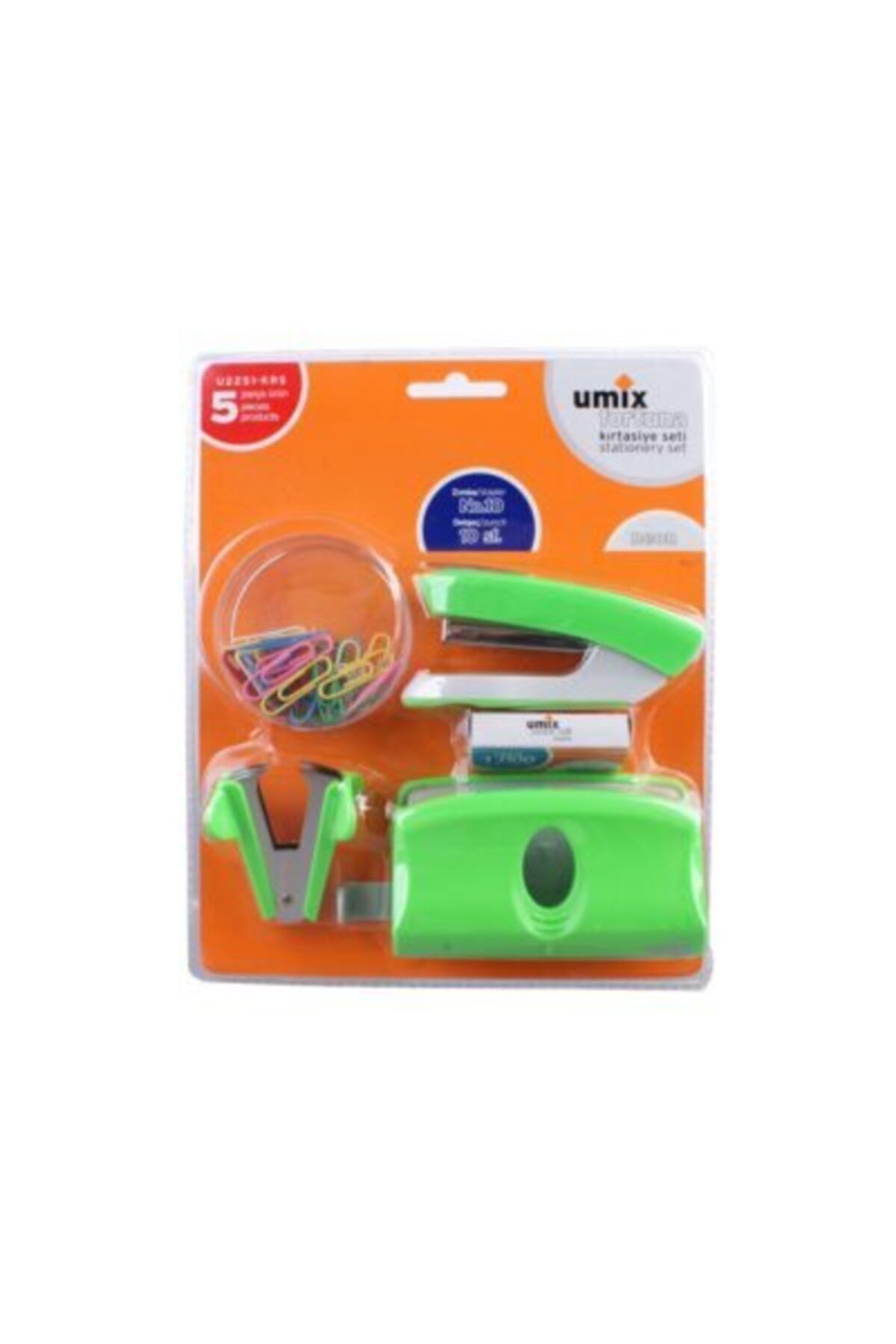 Umix Ofis Seti Zımba Delgeç Ataş Tel Sökücü Zımba Teli Neon Renkler