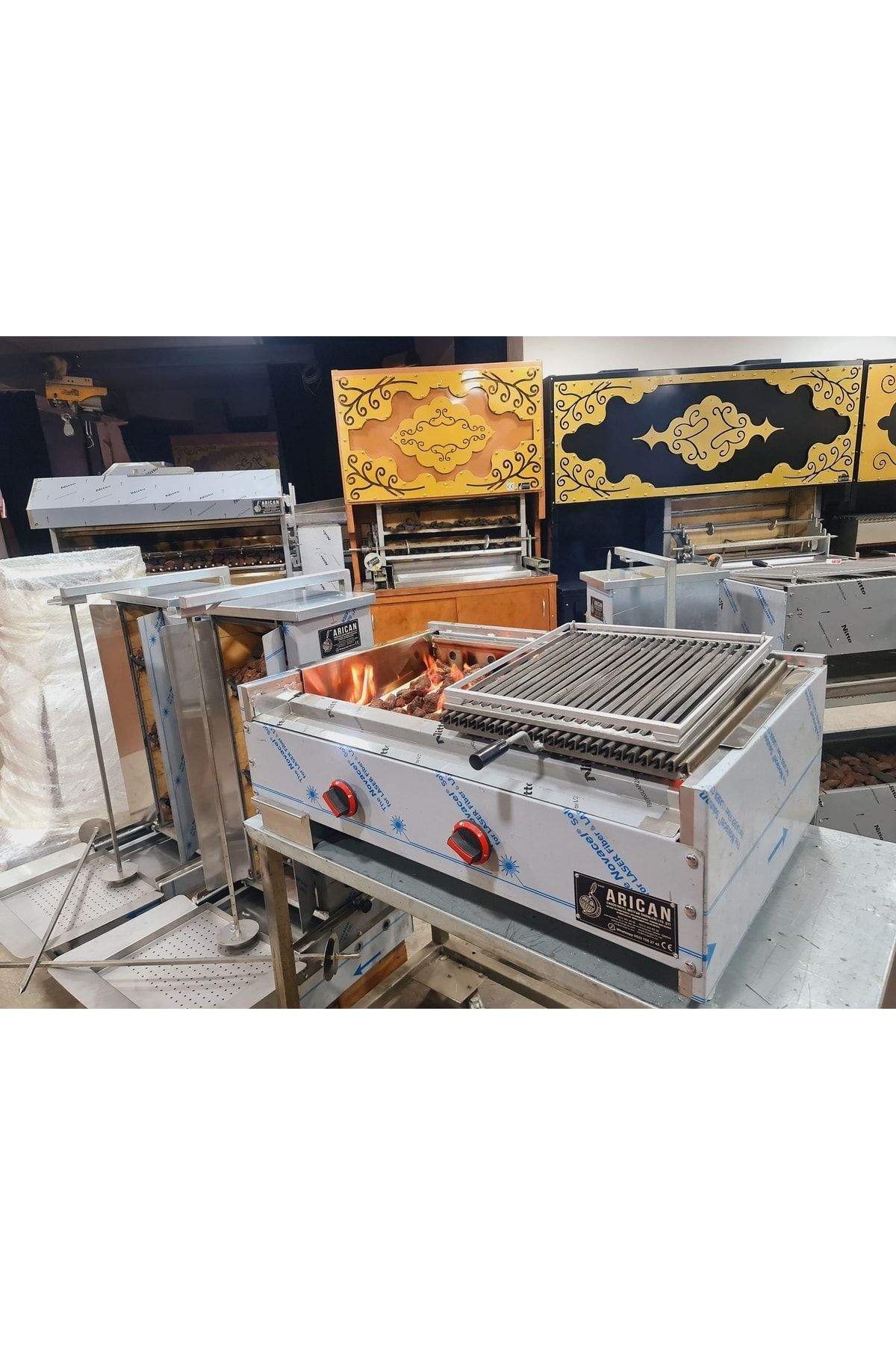 Gazlı Lava Taşlı Kömürlü Izgara Mangal 100 Cm 4