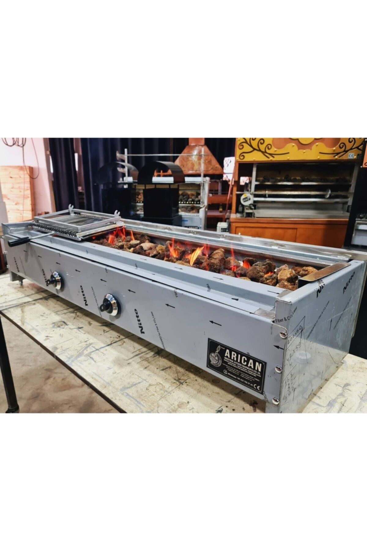 Gazlı Lav Taşlı Izgara Şiş Kebap Ocağı 150 Cm 5