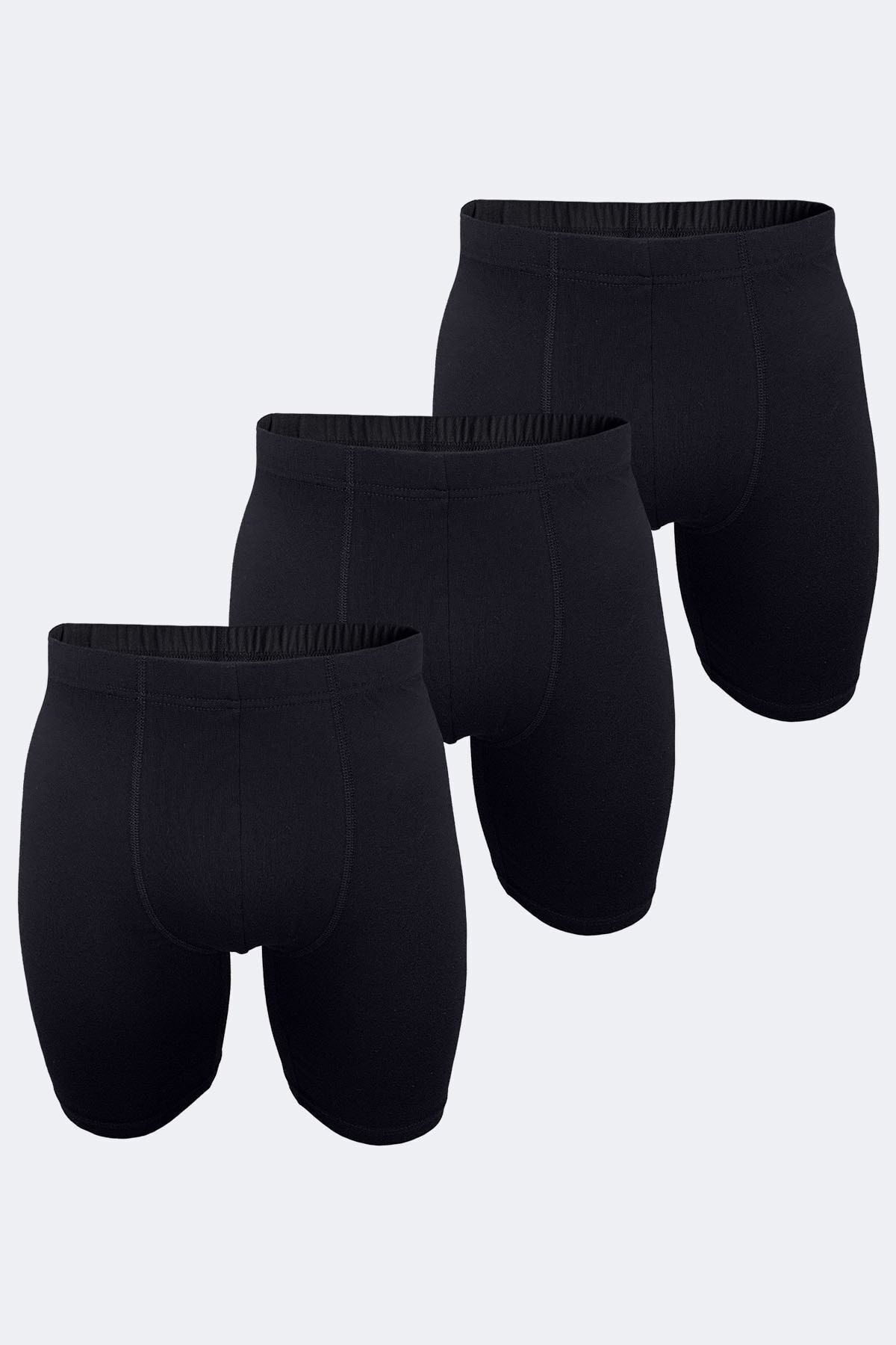 Erkek Siyah 3 Lü Paket Uzun Paçalı Modal Boxer 3m018