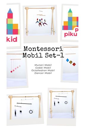 pikukid Montessori Mobil Set-1, 4 Parçalı Set, Munari, Octahedron, Gobbi Ve D...