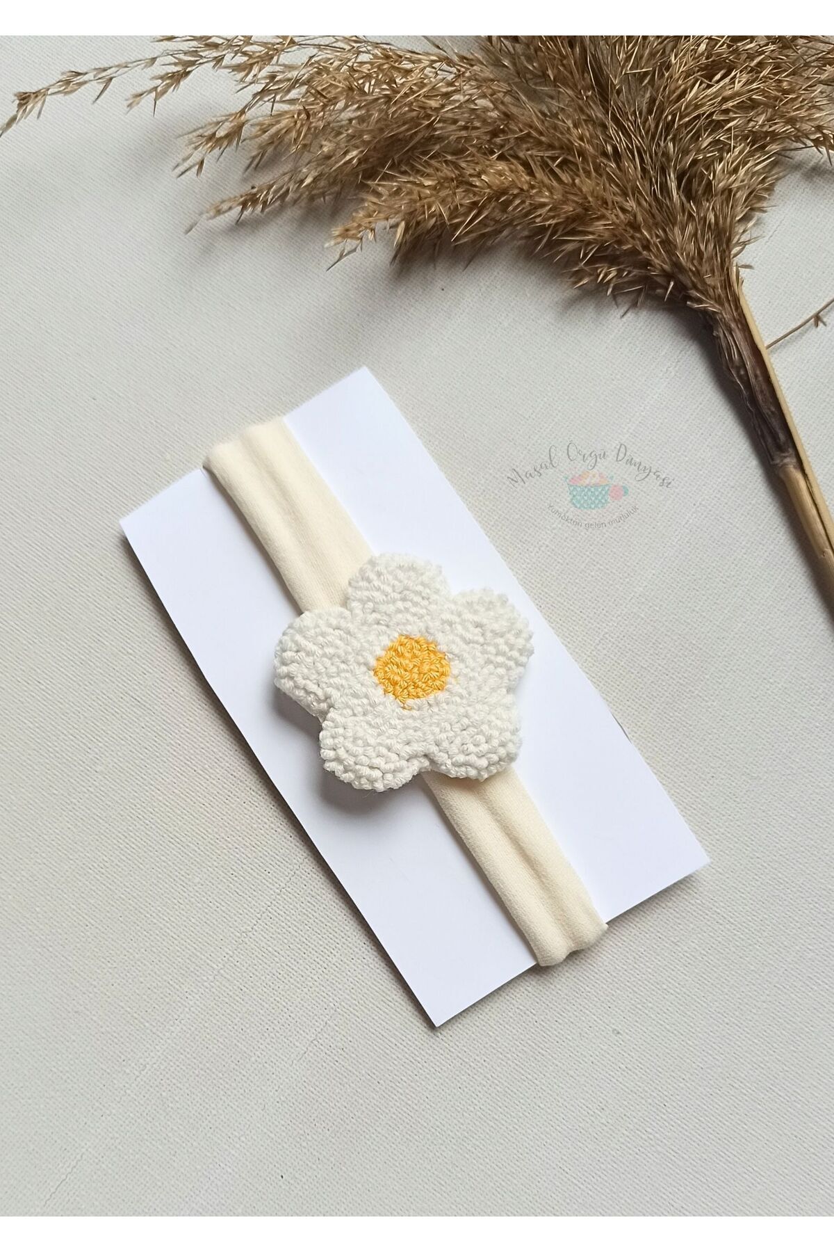 Masal Örgü Dünyası Punch Papatya Saç Bandı Bandanası - Hair Band / Bandana fotoğrafı 2 (önizleme)