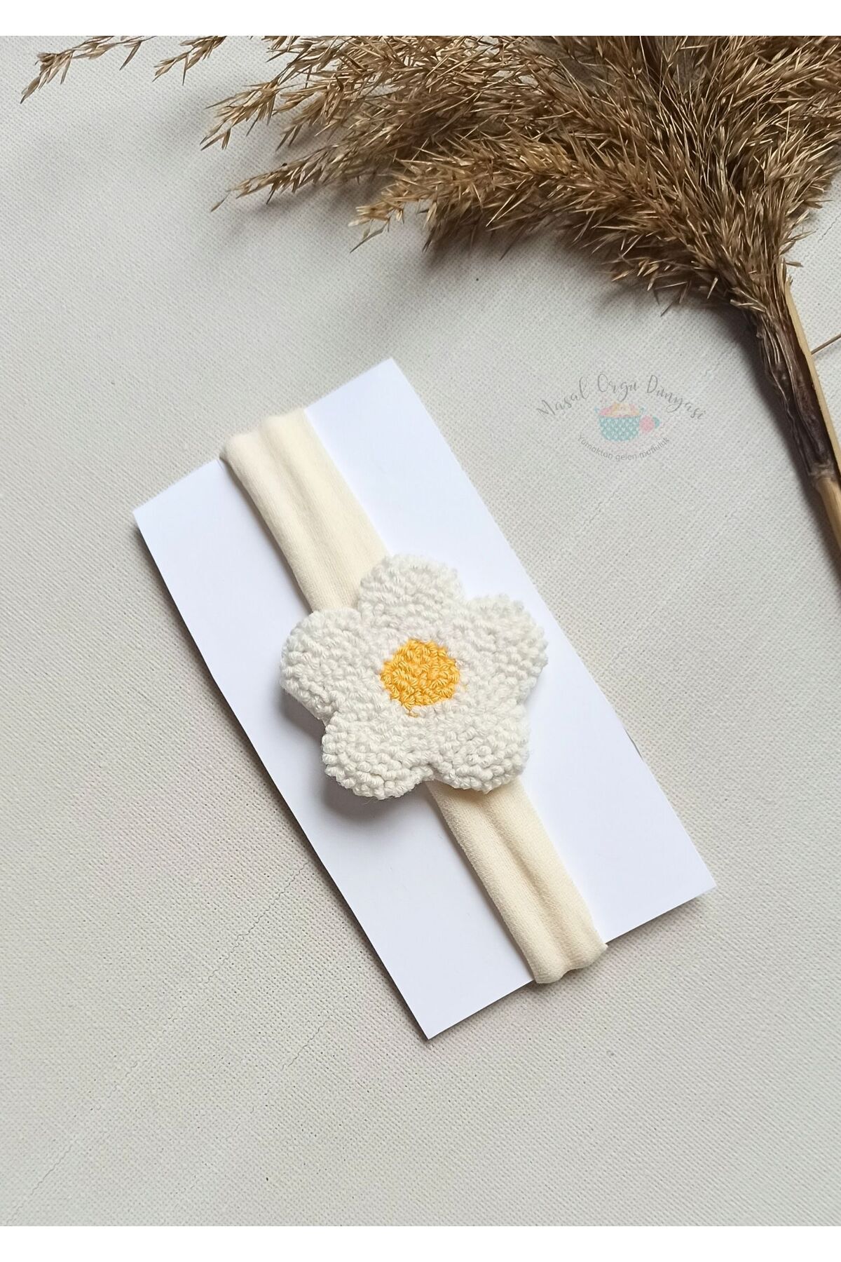 Masal Örgü Dünyası Punch Papatya Saç Bandı Bandanası - Hair Band / Bandana fotoğrafı 4 (önizleme)