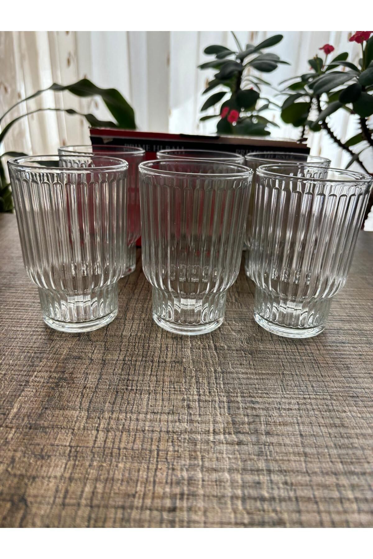 New Design 6 Glasses Soft Drink, Latte, Nescafe, Cocktail, Water Glass 200 ml 6 Pieces