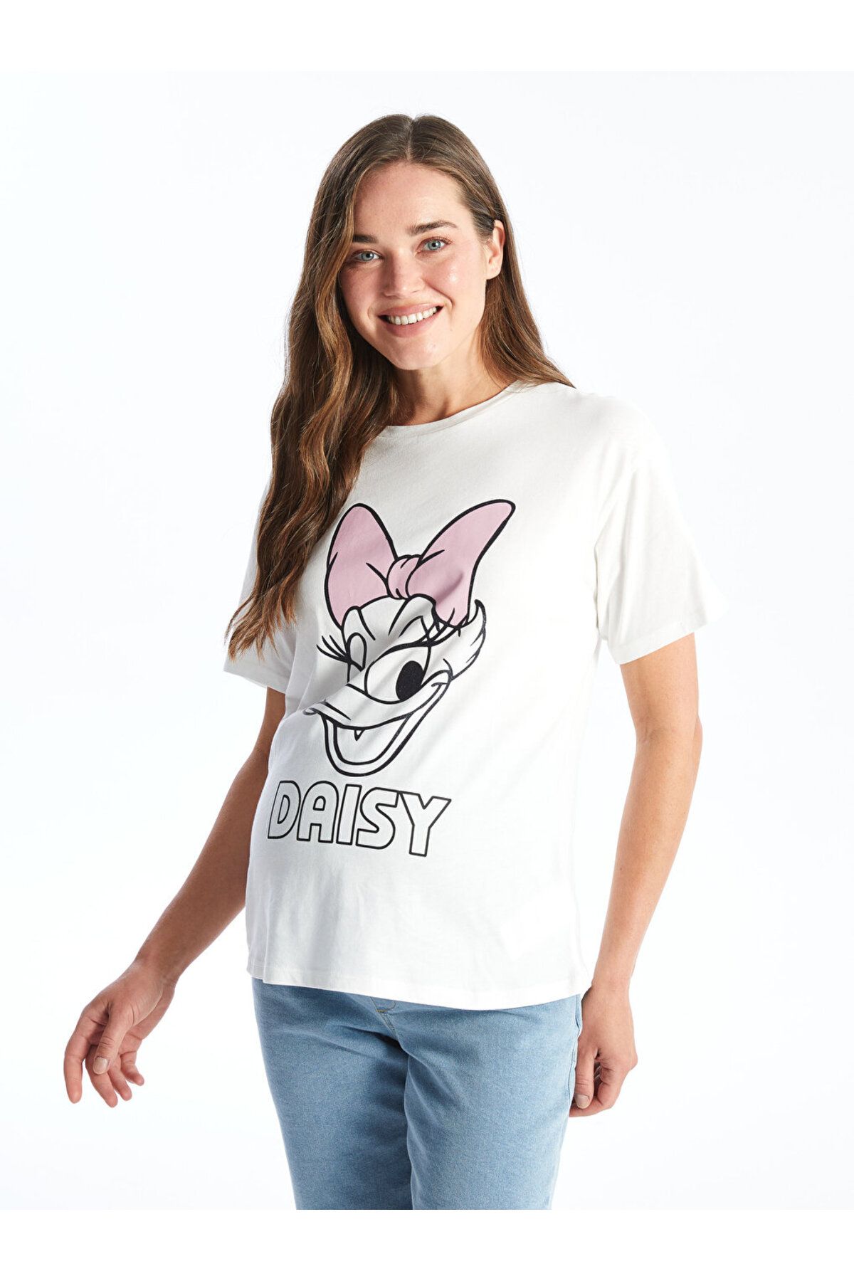 LC Waikiki-LCW Umstands-T-Shirt mit Daisy-Duck-Aufdruck – Rundhalsausschnitt, kurze Ärmel 2