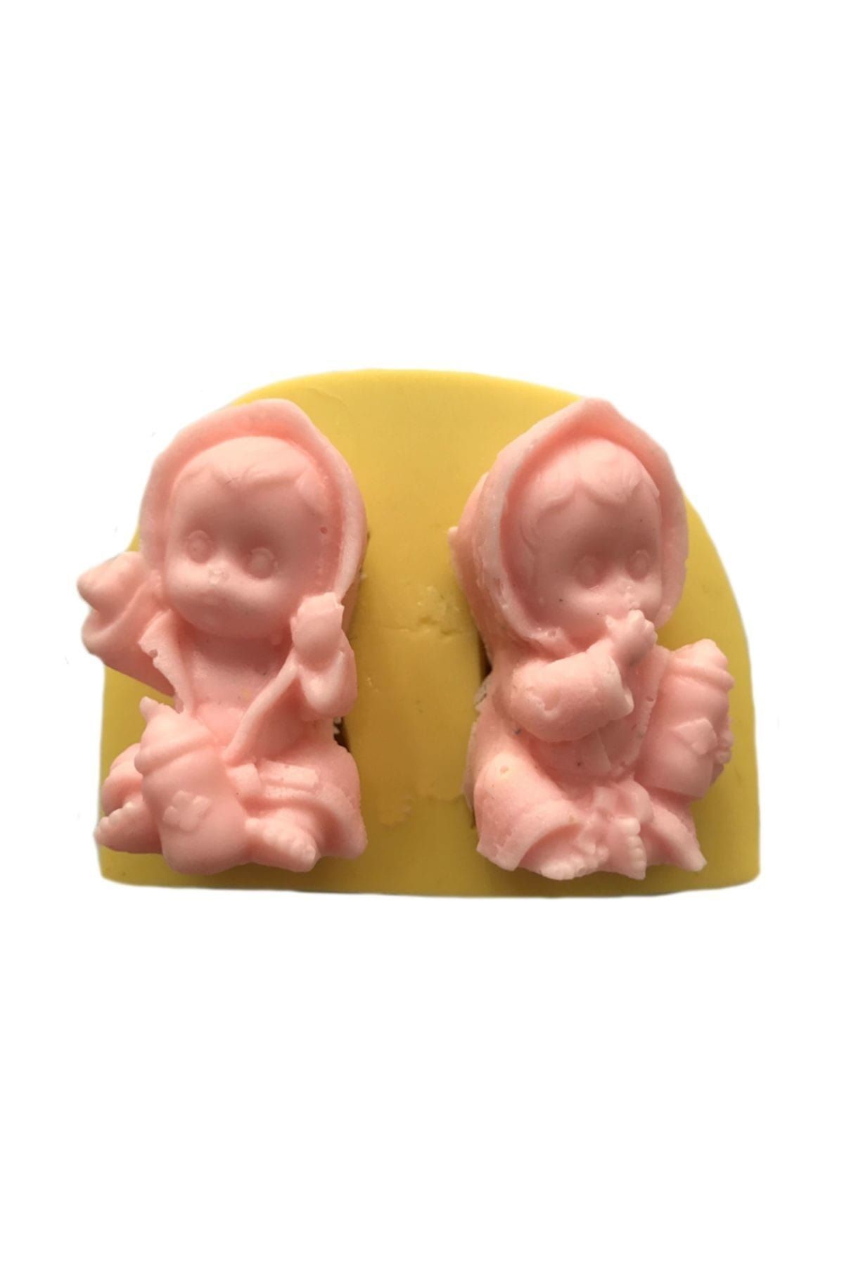 Partivitrini Bornozlu 2 Bebek Silikon Pasta ve Seker Hamuru Kalibi 4x2x2 cm