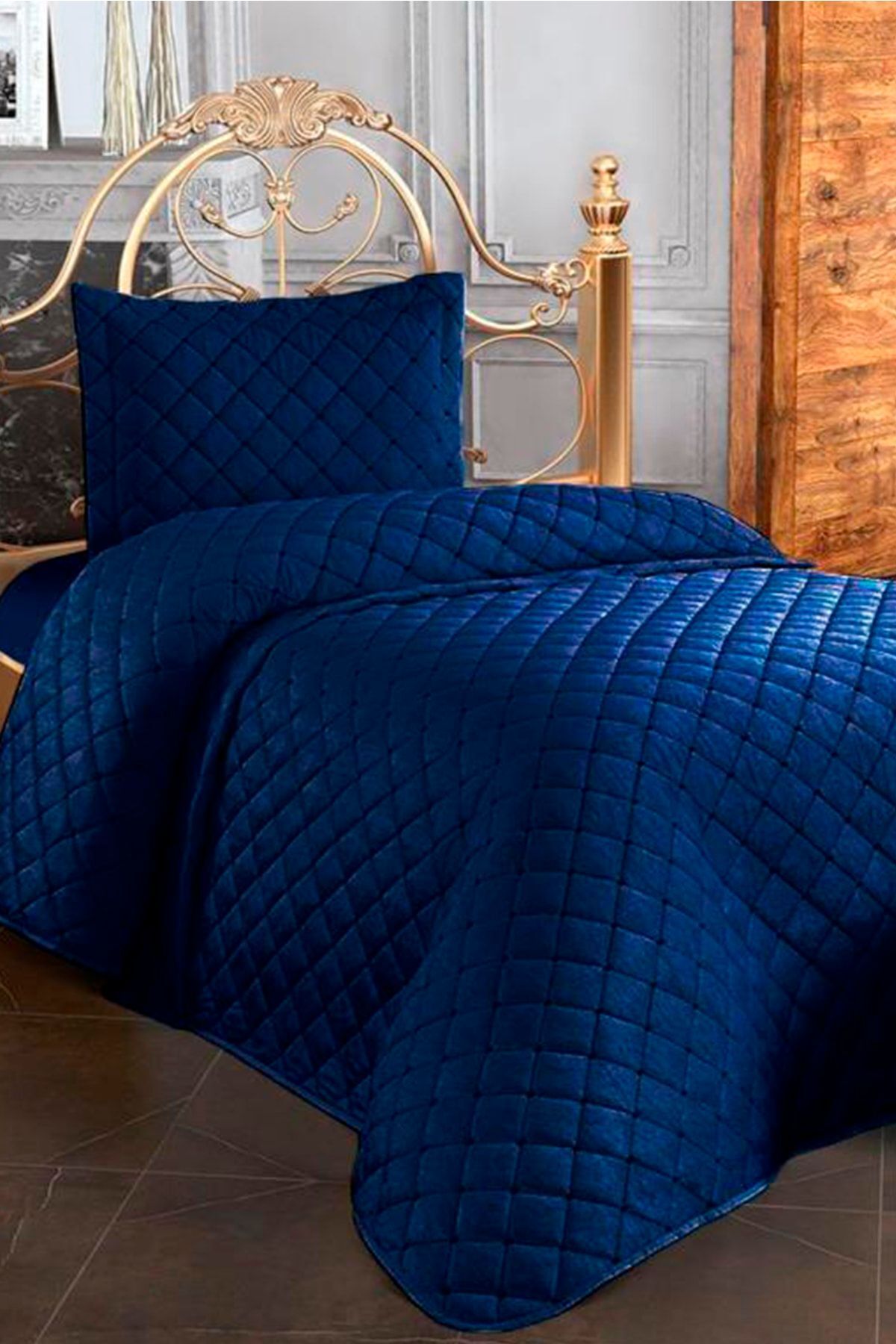 Çeyiz Diyarı Cuvertură De Pat De O Singură Catifea Desert Bluemarin - One Size