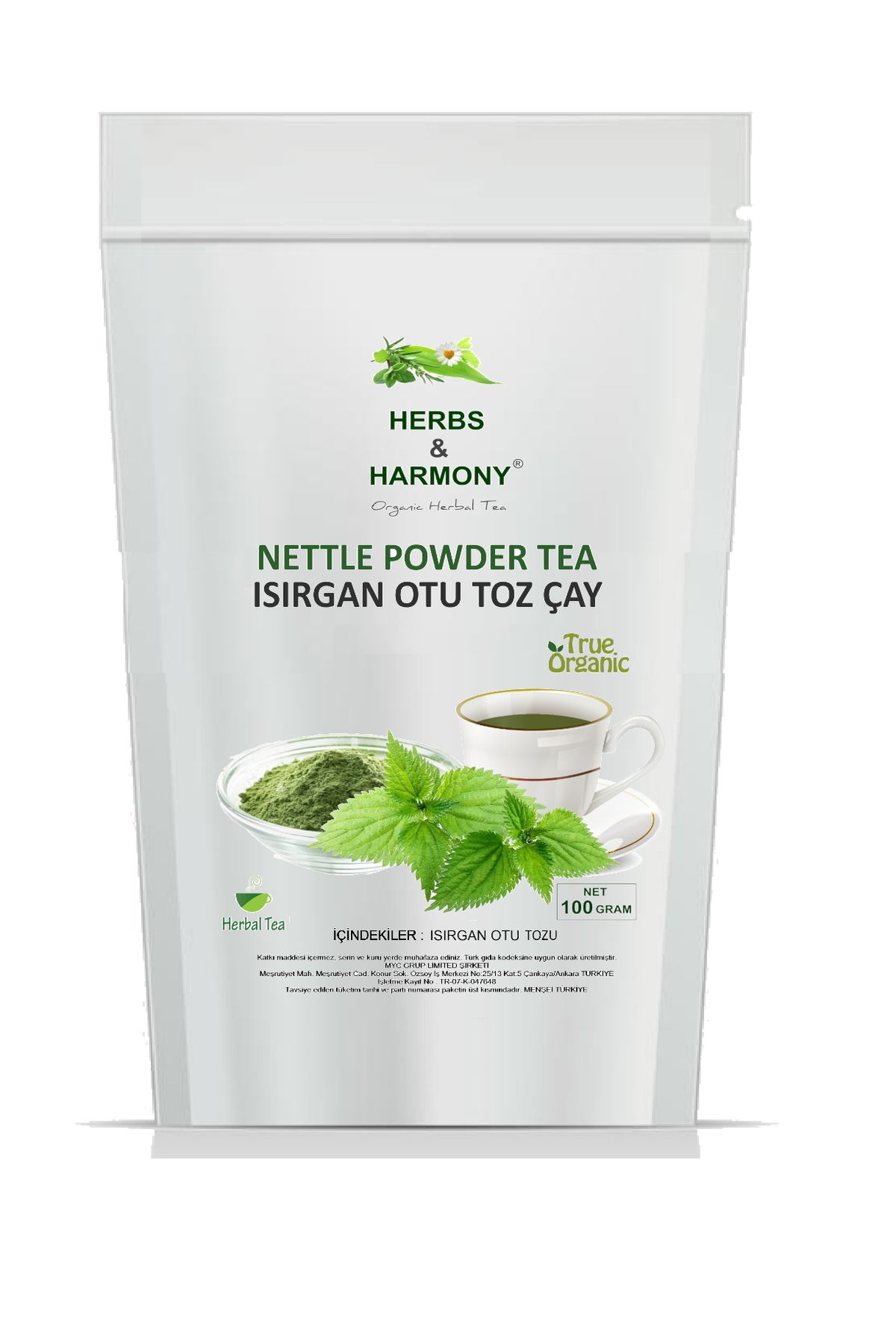 Herbs & Harmony Nettle Powder Tea Isırgan Otu Toz Çay 100 Gram