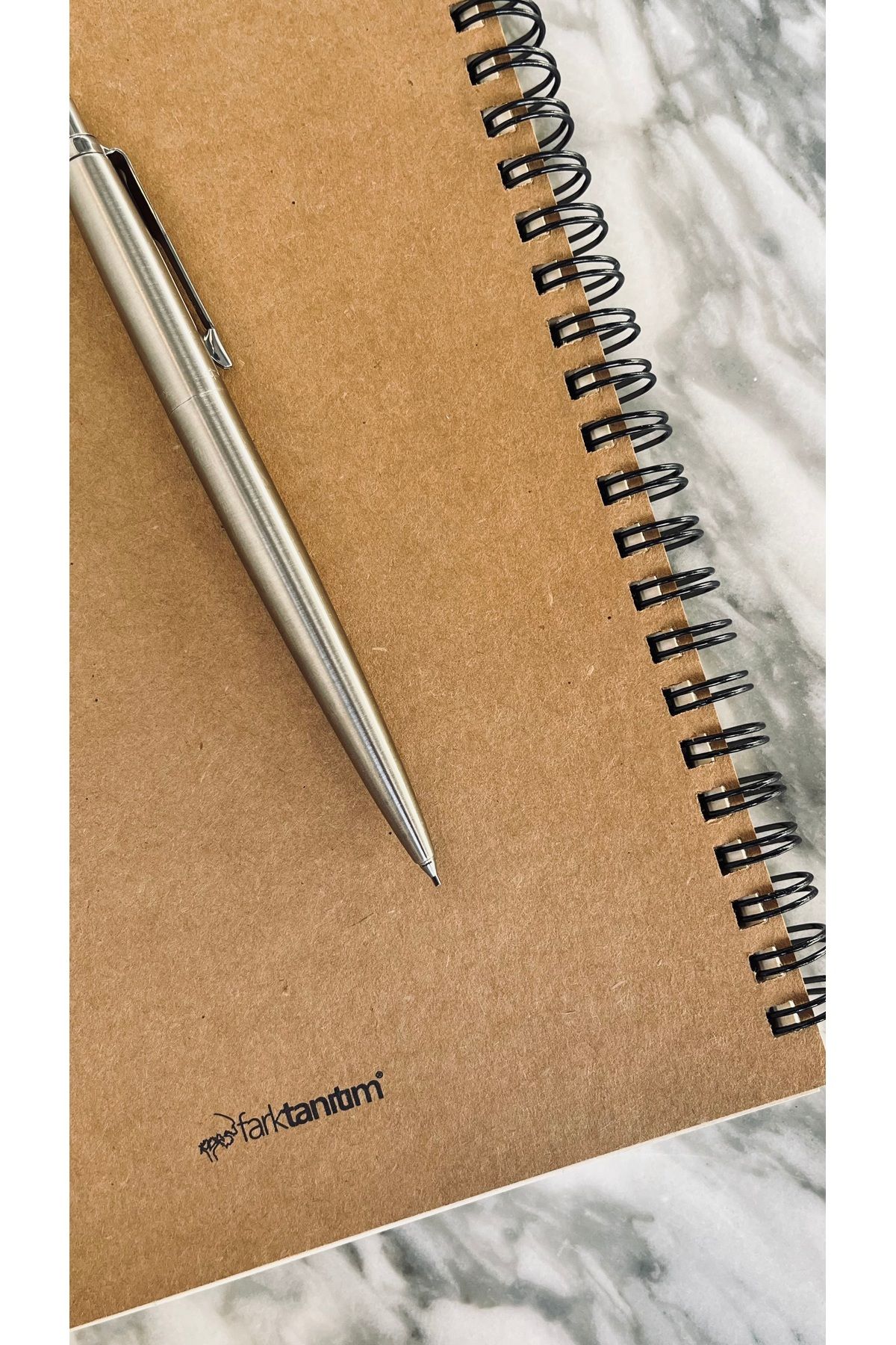 Fark Tanıtım-A5 Kraft Covered Spiral Checked Notebook 100 Sheets 2