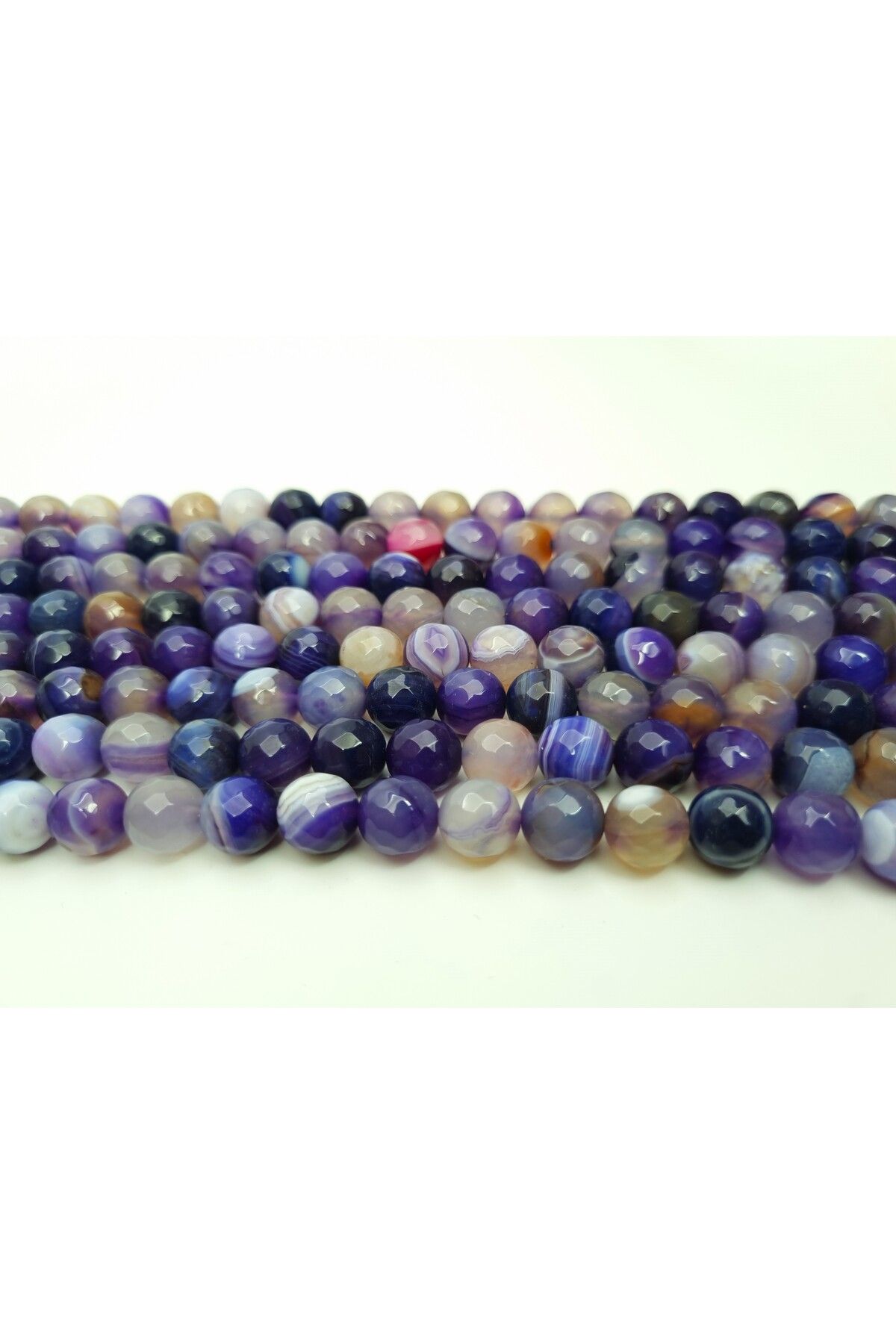 Yüksel Boncuk-10 mm Facet Cut Natural Stone - Agate Stone String 2