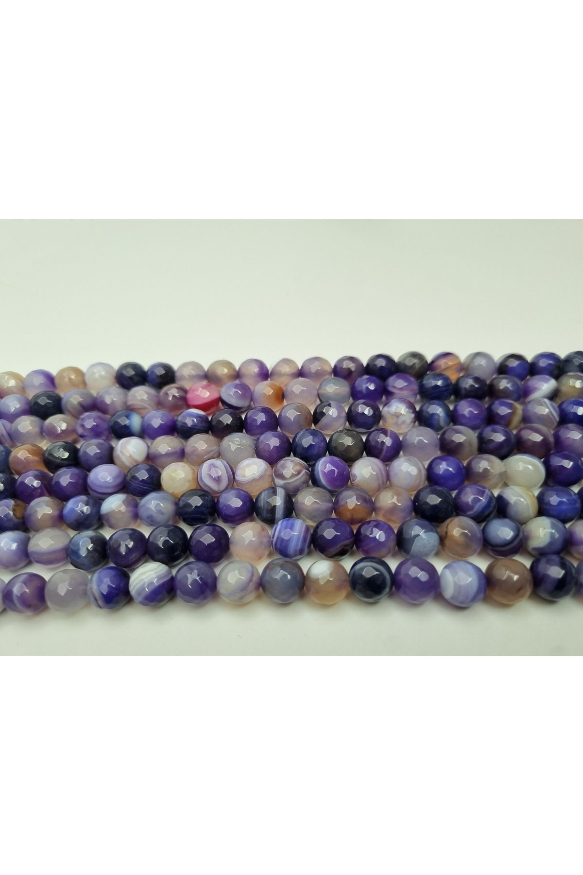 Yüksel Boncuk-10 mm Facet Cut Natural Stone - Agate Stone String 5