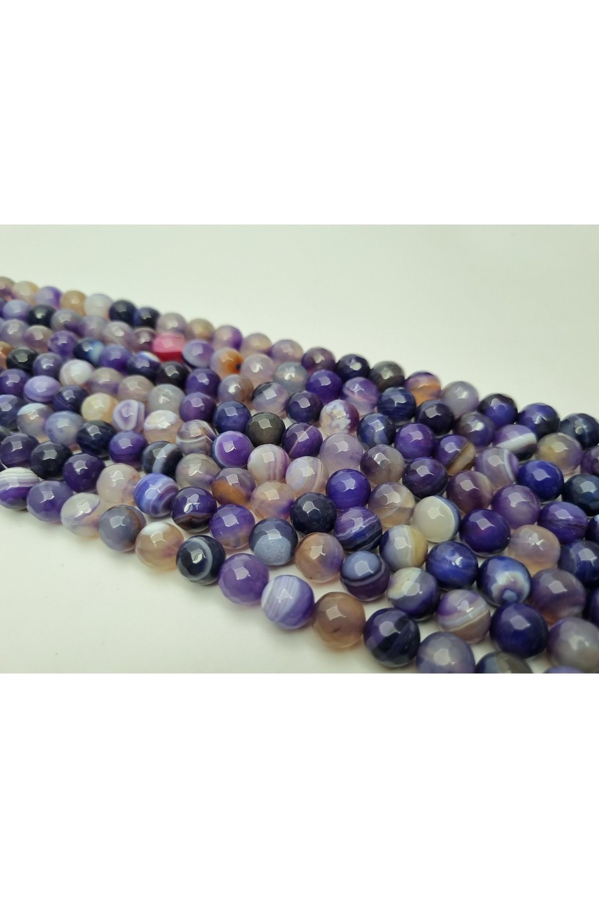 Yüksel Boncuk-10 mm Facet Cut Natural Stone - Agate Stone String 4
