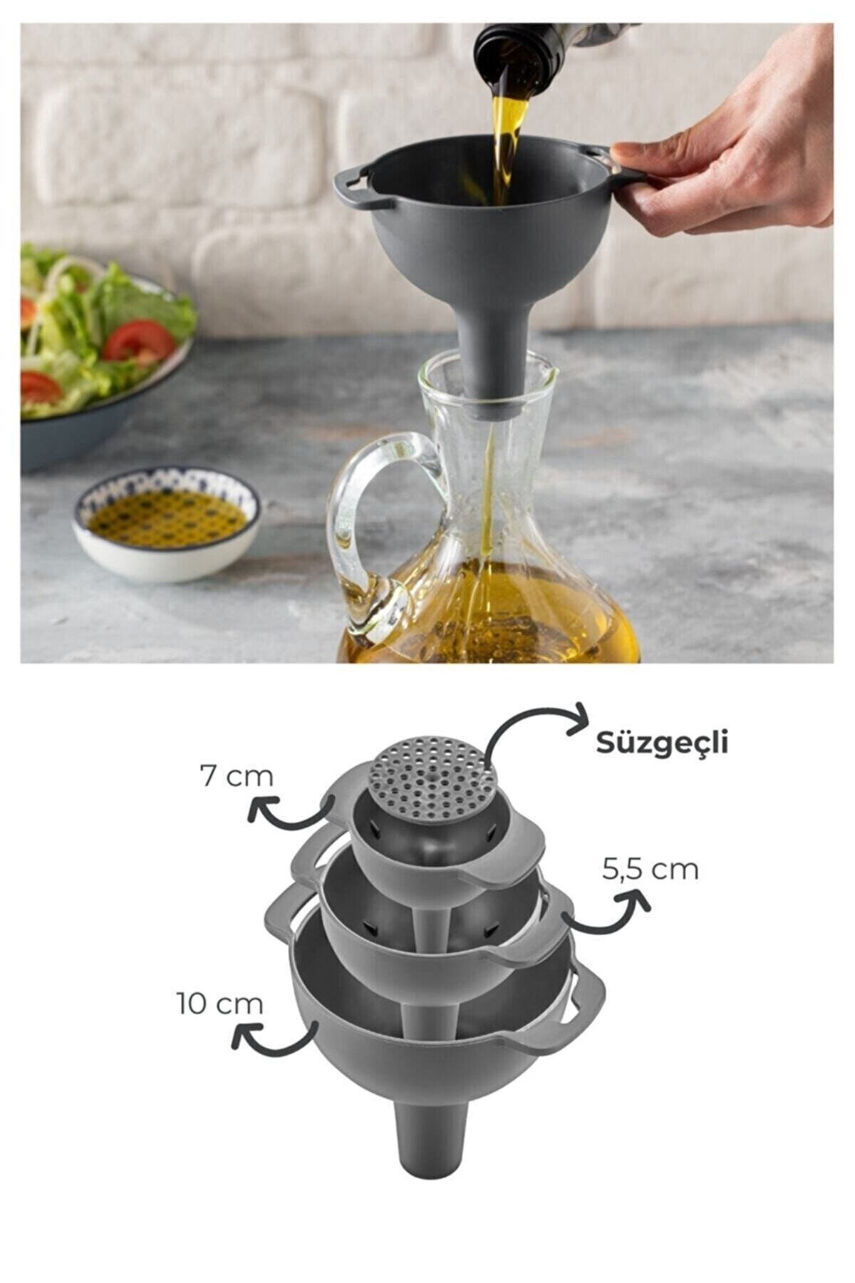 Alamut Home-Funnel Set with Strainer - 3 Different Size Funnel Triple Funnel Set 2