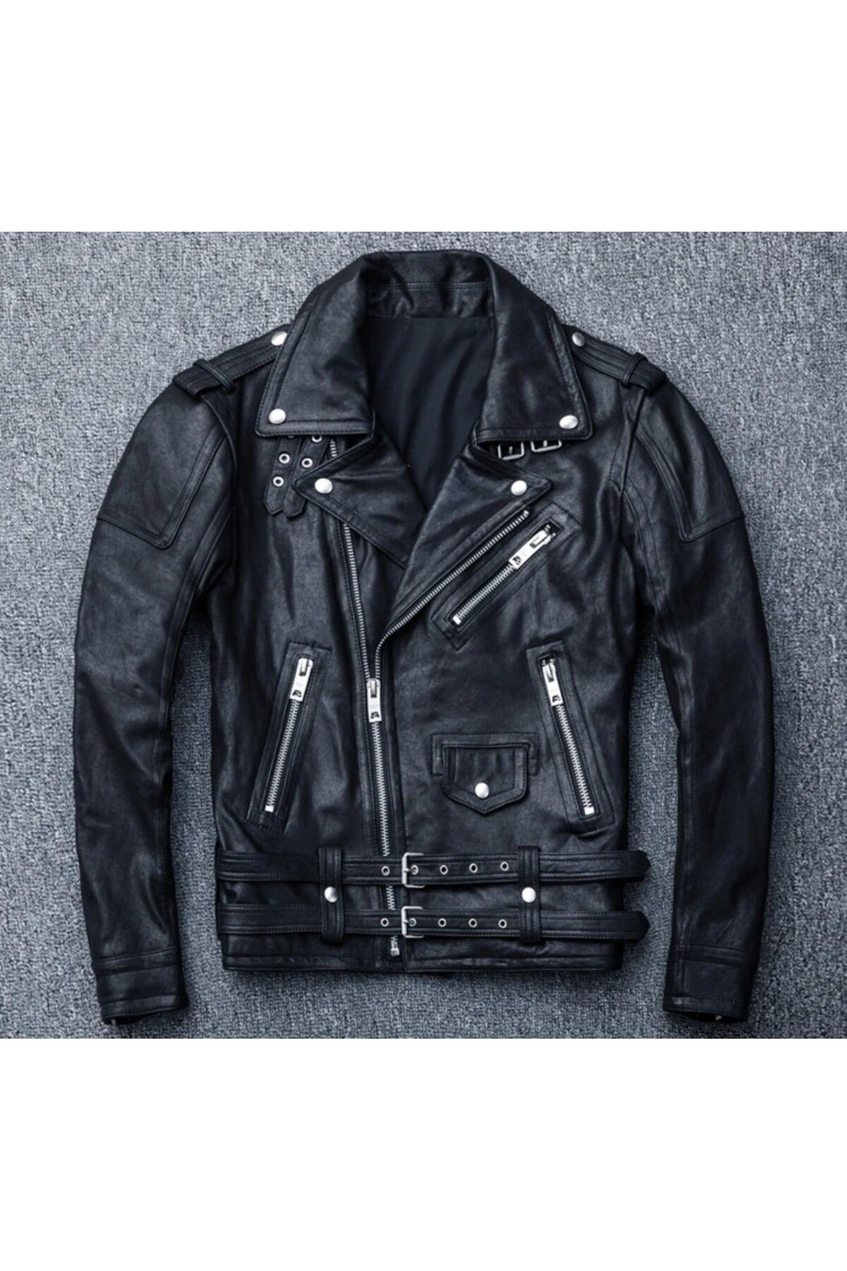 NYC GİYİM TEKSTİL Hakiki deri motosiklet Biker mont