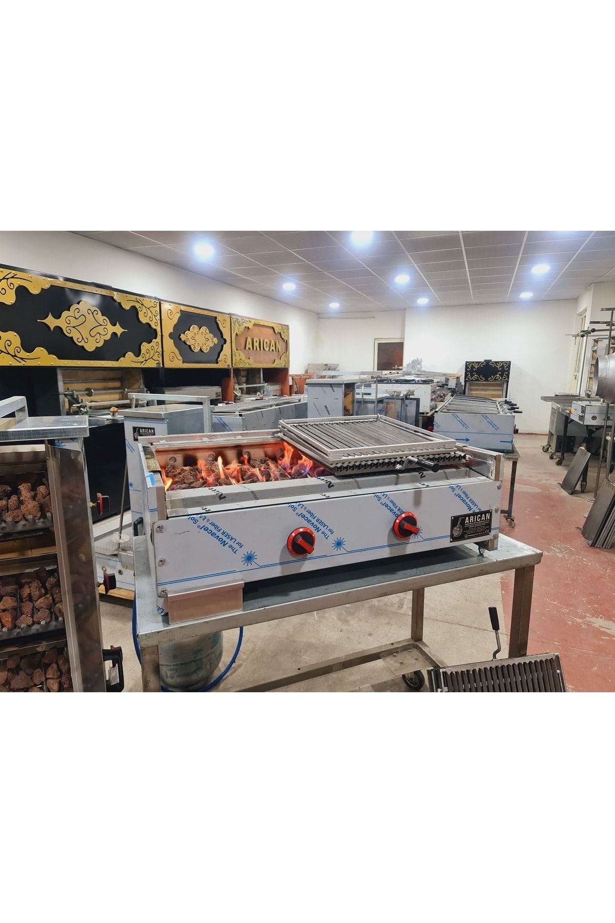 Gazlı Lava Taşlı Kömürlü Izgara Mangal 100 Cm 3