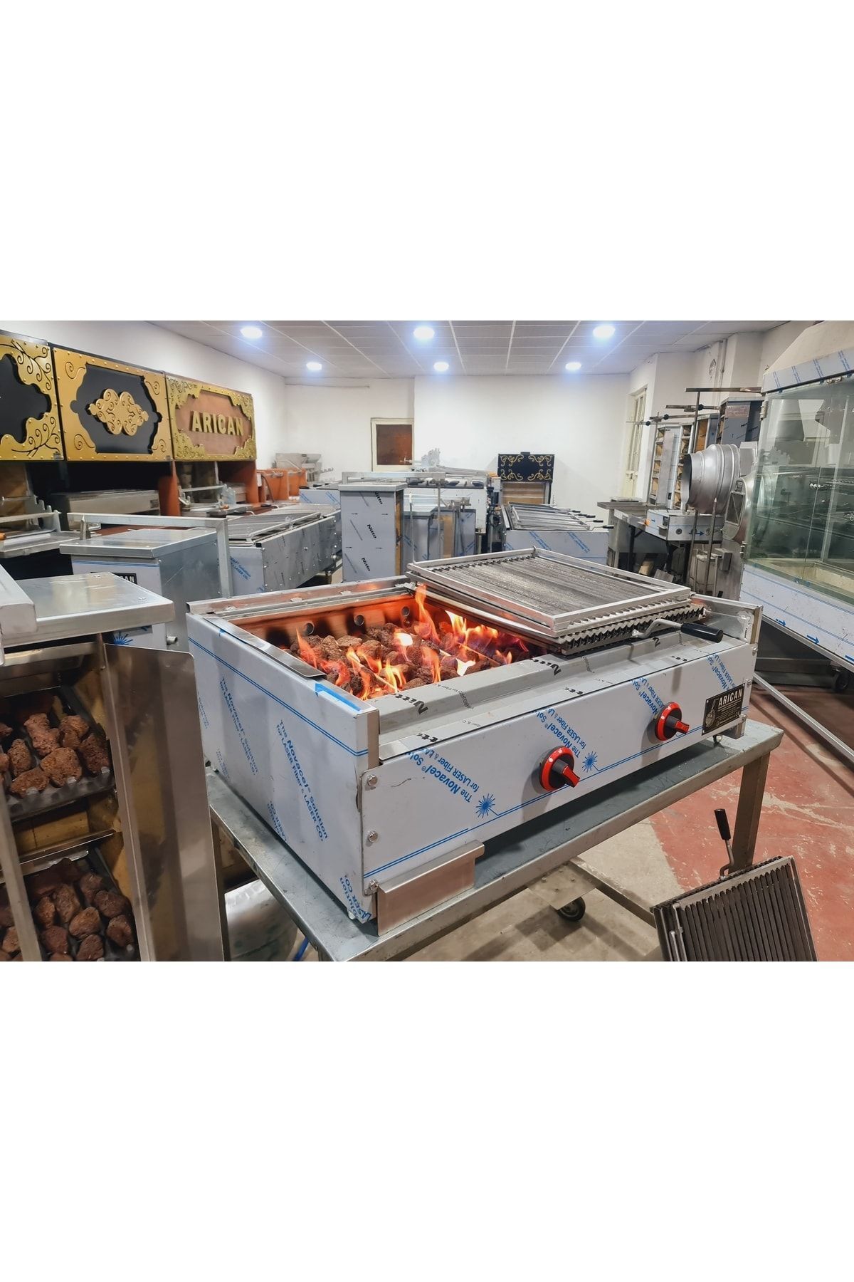 Gazlı Lava Taşlı Kömürlü Izgara Mangal 100 Cm 5