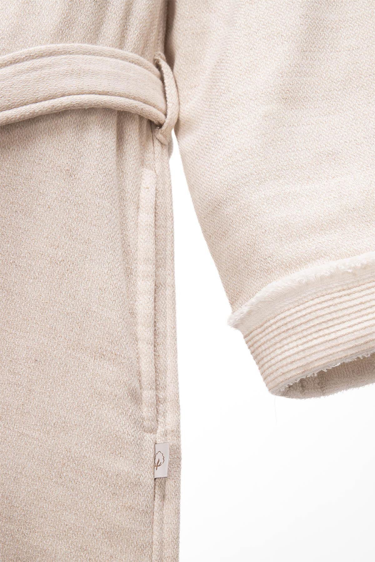حوله تنپوش (روبدوشامبر) نود مردانه بژ متوسط Hasna 100 ٪ حمام پنبه ارگانیک Ecocotton