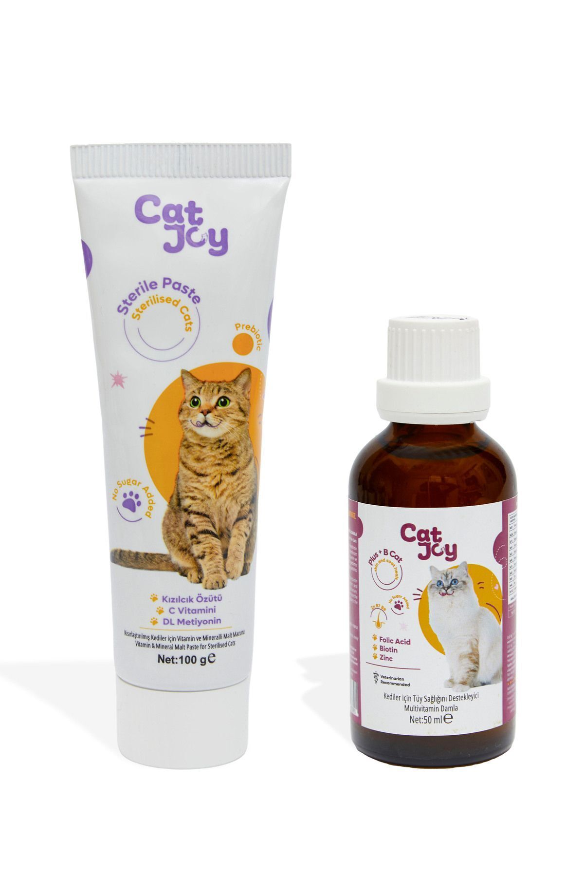 CATJOY Süper 2 li Paket Sterile Malt Macun 100gr Ve B Plus Kedi Tüy Damlası 50ml