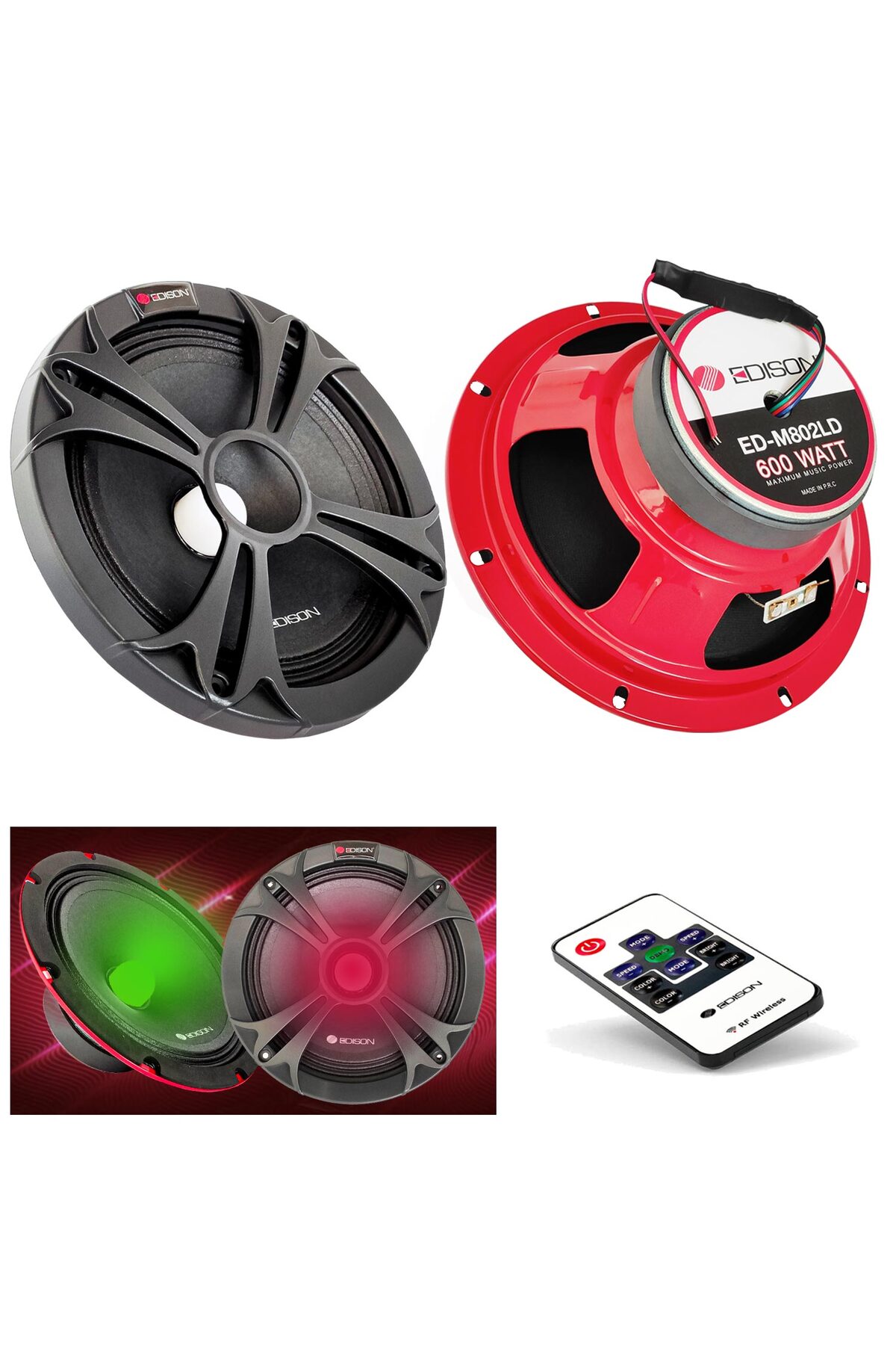 Edison ED-M802LD Oto Midrange 20cm 600 Watt 2 Adet Rgb Ledli
