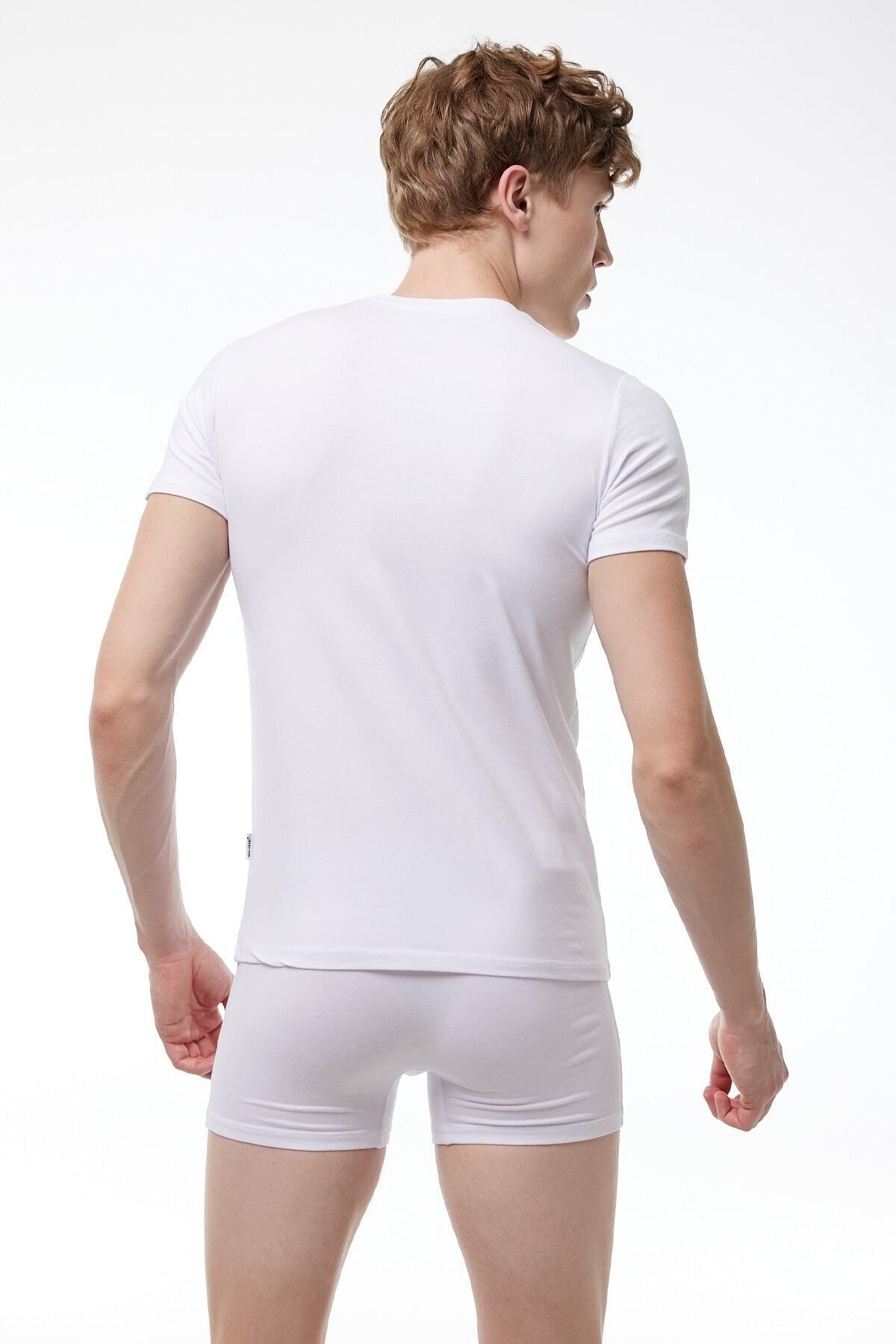 Malabadi-White Modal Body - Ανδρικό, Στρογγυλή λαιμόκοψη, Κοντό μανίκι, 030 3
