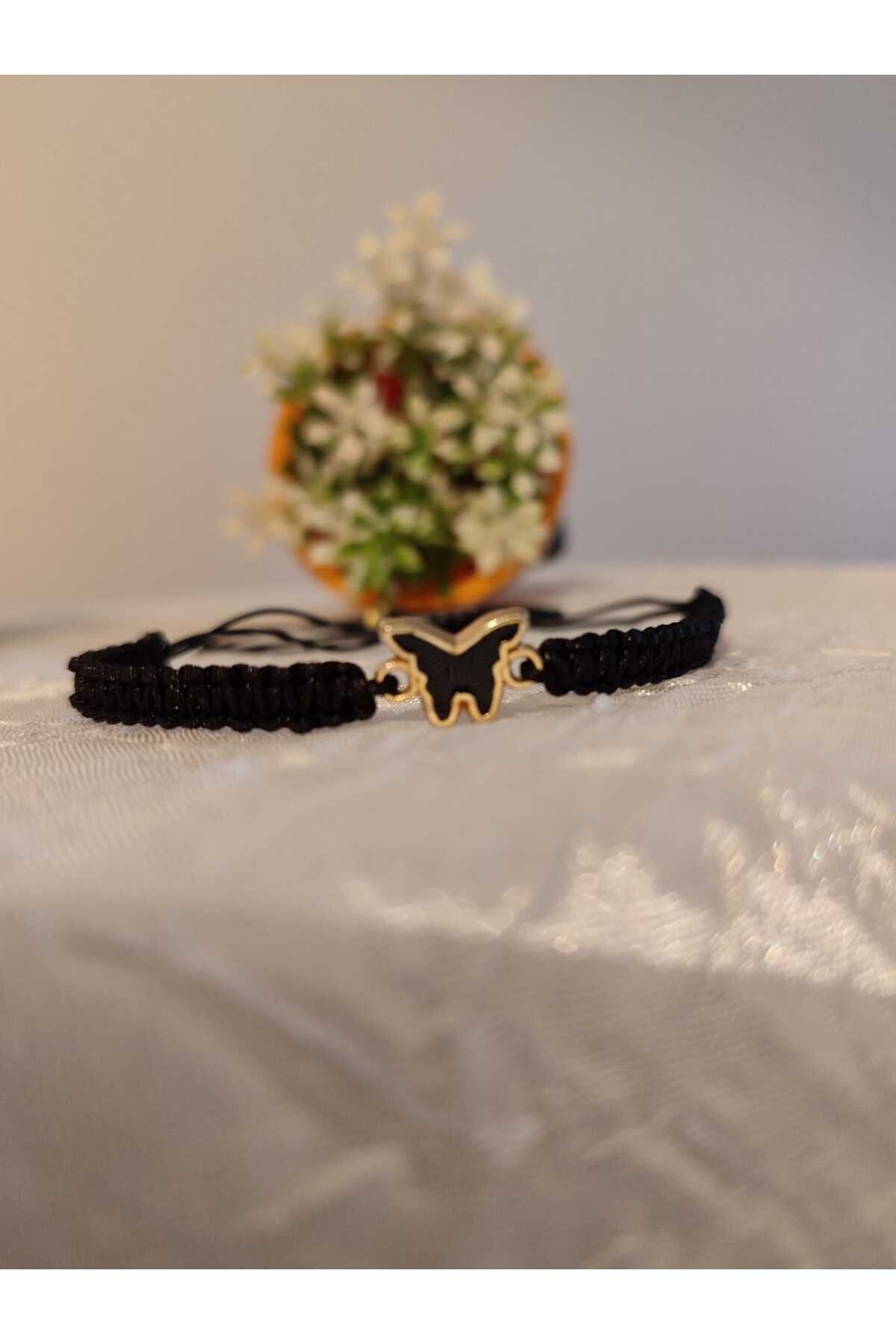 Nino Store-Black Butterfly Braid Bracelet with Macrame Parachute String 2