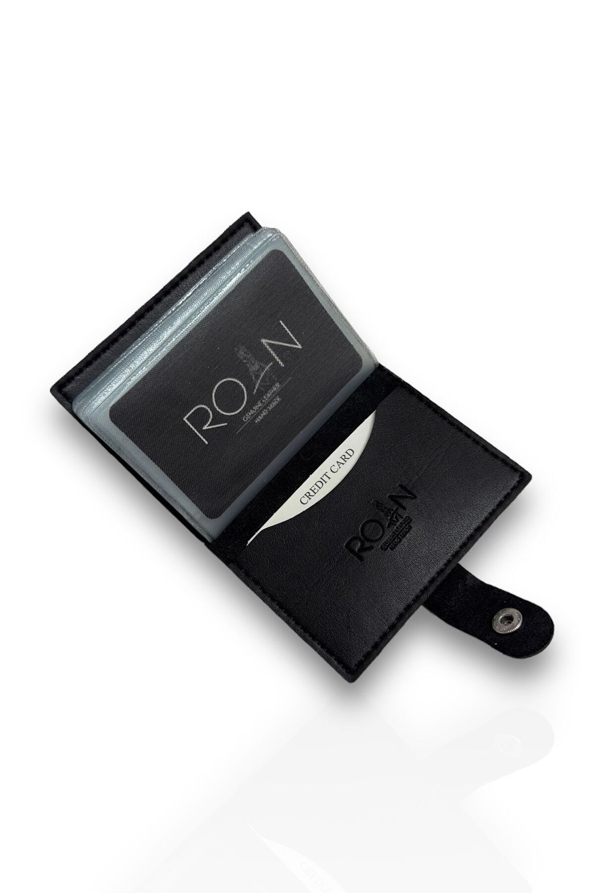 کارت دار مردانه و زنانه مقدس وگان شفاف نگهدارنده کیف پول چرمی تولید خانگی با 10 جیب کارت! Roan