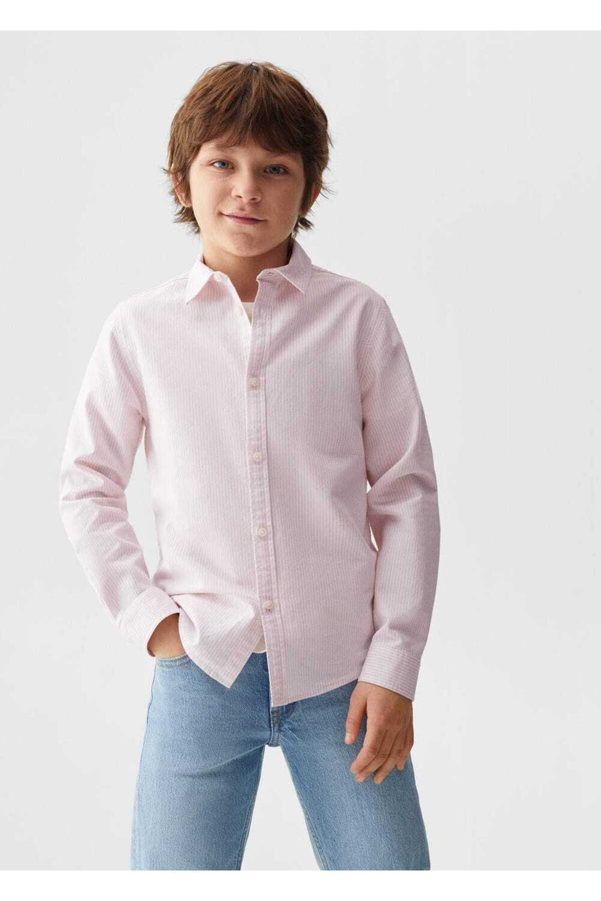 MANGO Kids Рубашка Оксфорд в полоску 67040657