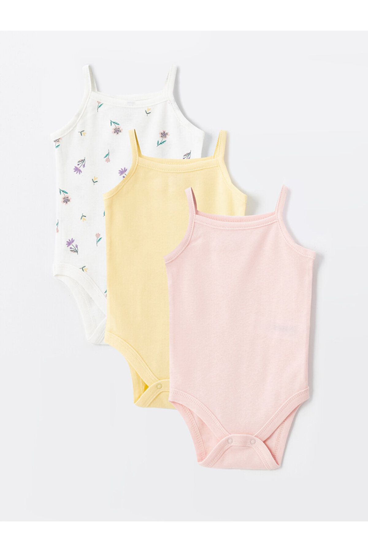 LC Waikiki-LCW 3-teiliges Träger-Body-Set für Babys – quadratischer Kragen mit Druckknöpfen 1