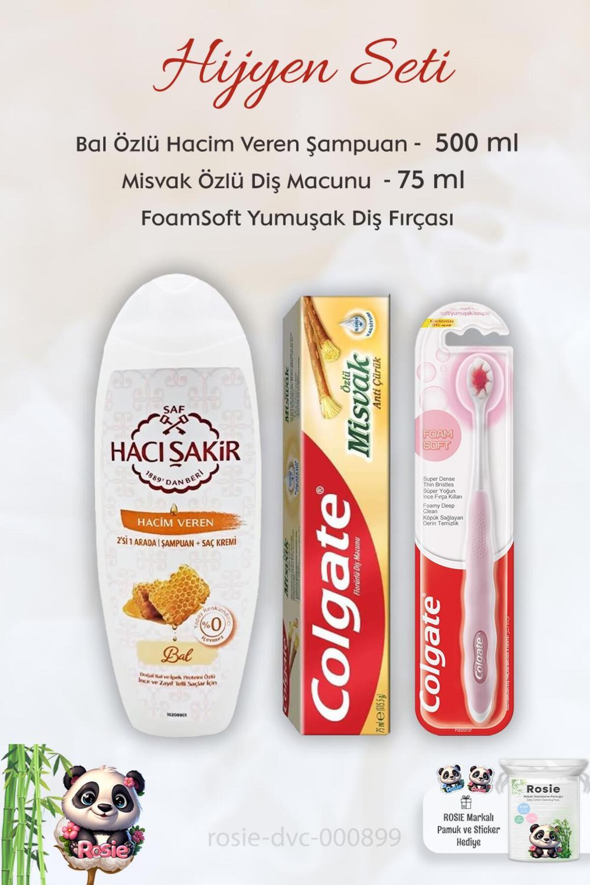 Colgate-Miswak Essence Toothpaste - 75 ml FoamSoft Toothbrush H. Şakir Honey Shampoo 500 ml 1
