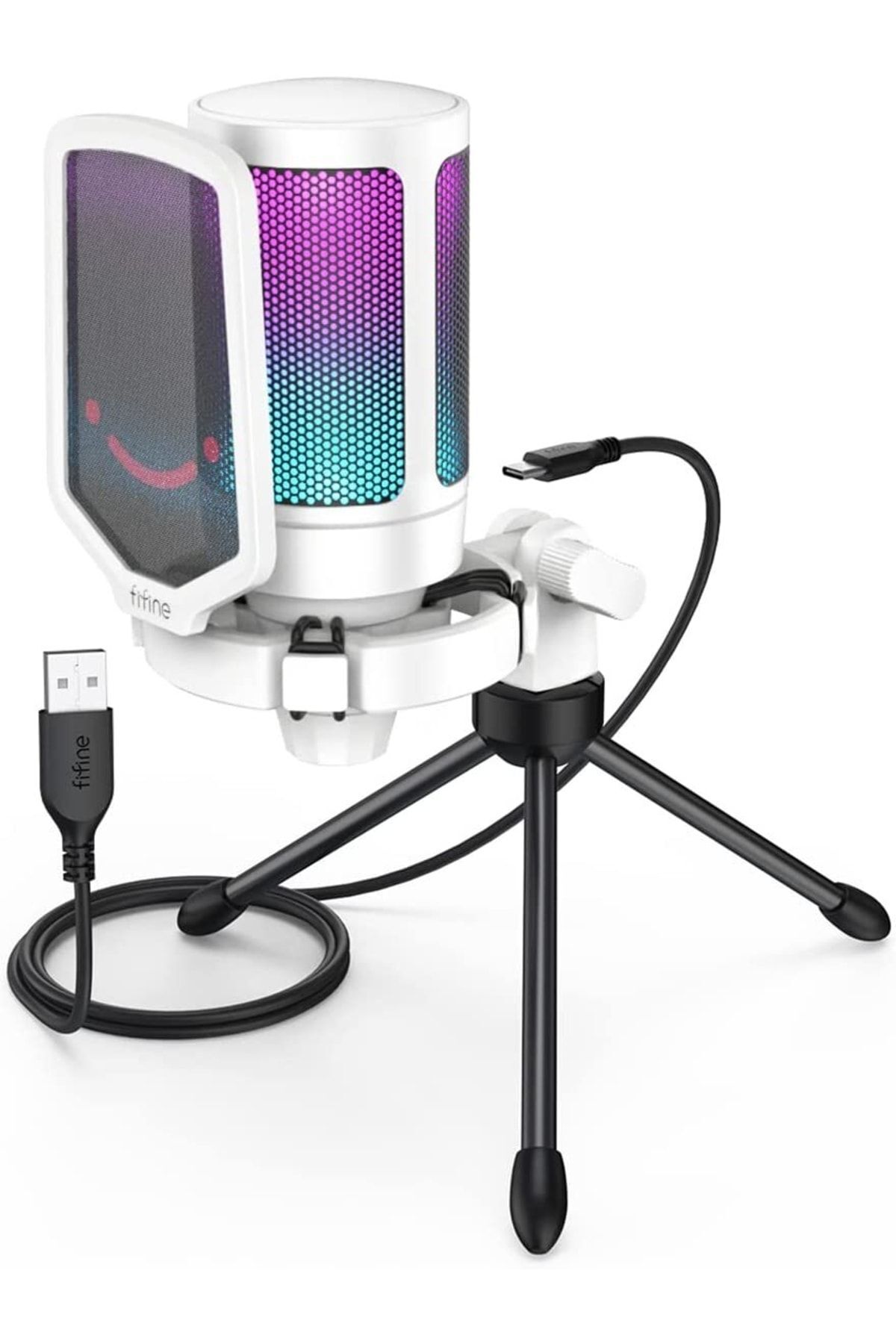 Fifine Ampligame A6v Yayıncı Oyuncu Podcast Youtuber Rgb Usb Mikrofon