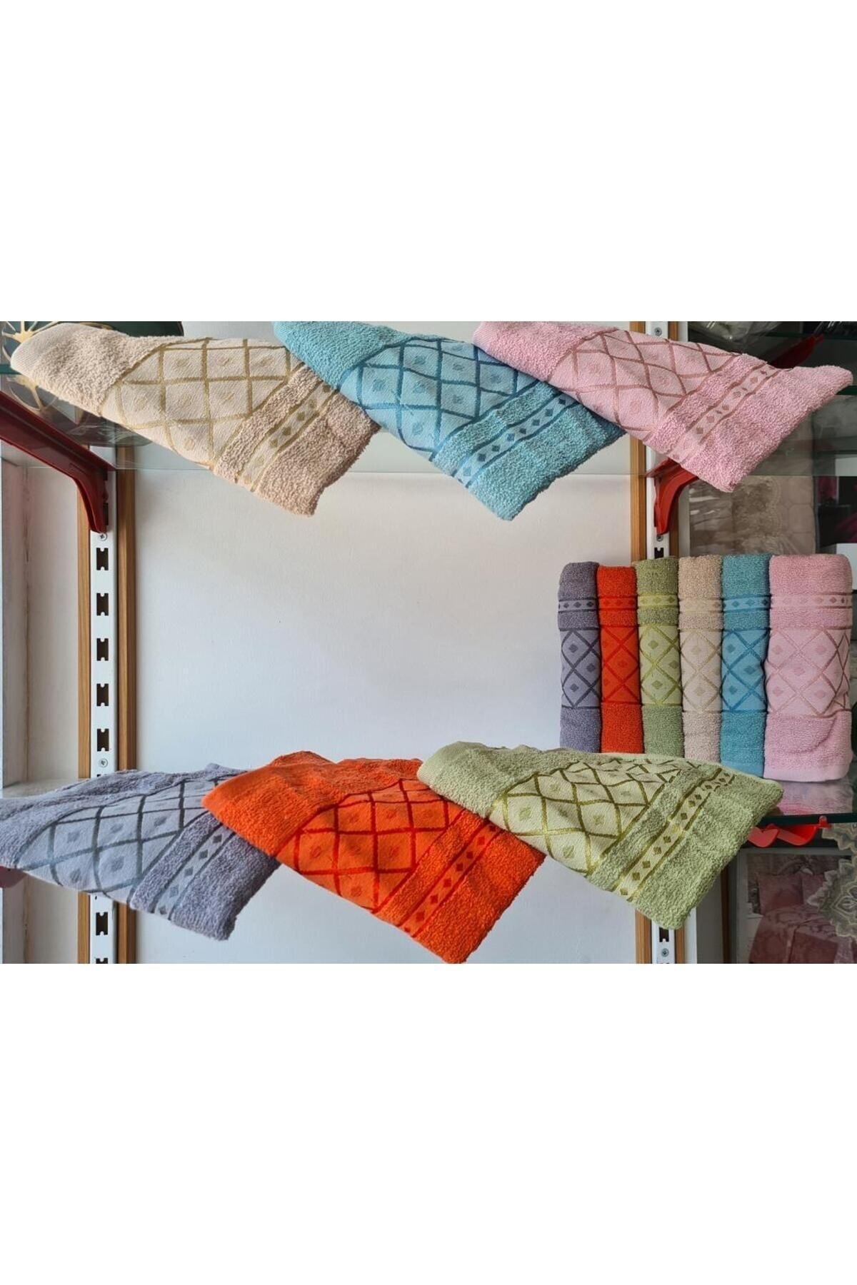 Çeyiz Diyarı Set De 6 Prosoape Jacquard Cu Modele De Diamante - One Size