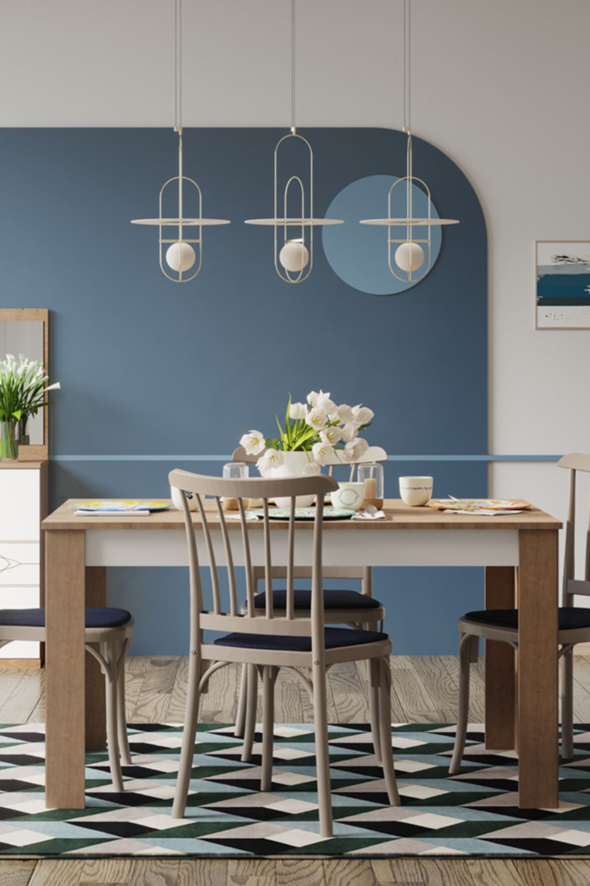 Alvin Fixed Living Room & Kitchen Dining Table for 6 - Atlantik Çam