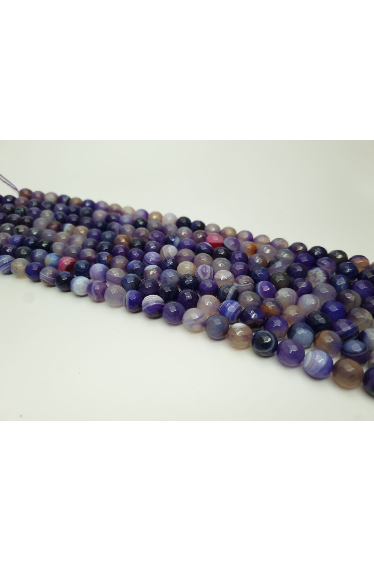 Yüksel Boncuk-10 mm Facet Cut Natural Stone - Agate Stone String 3