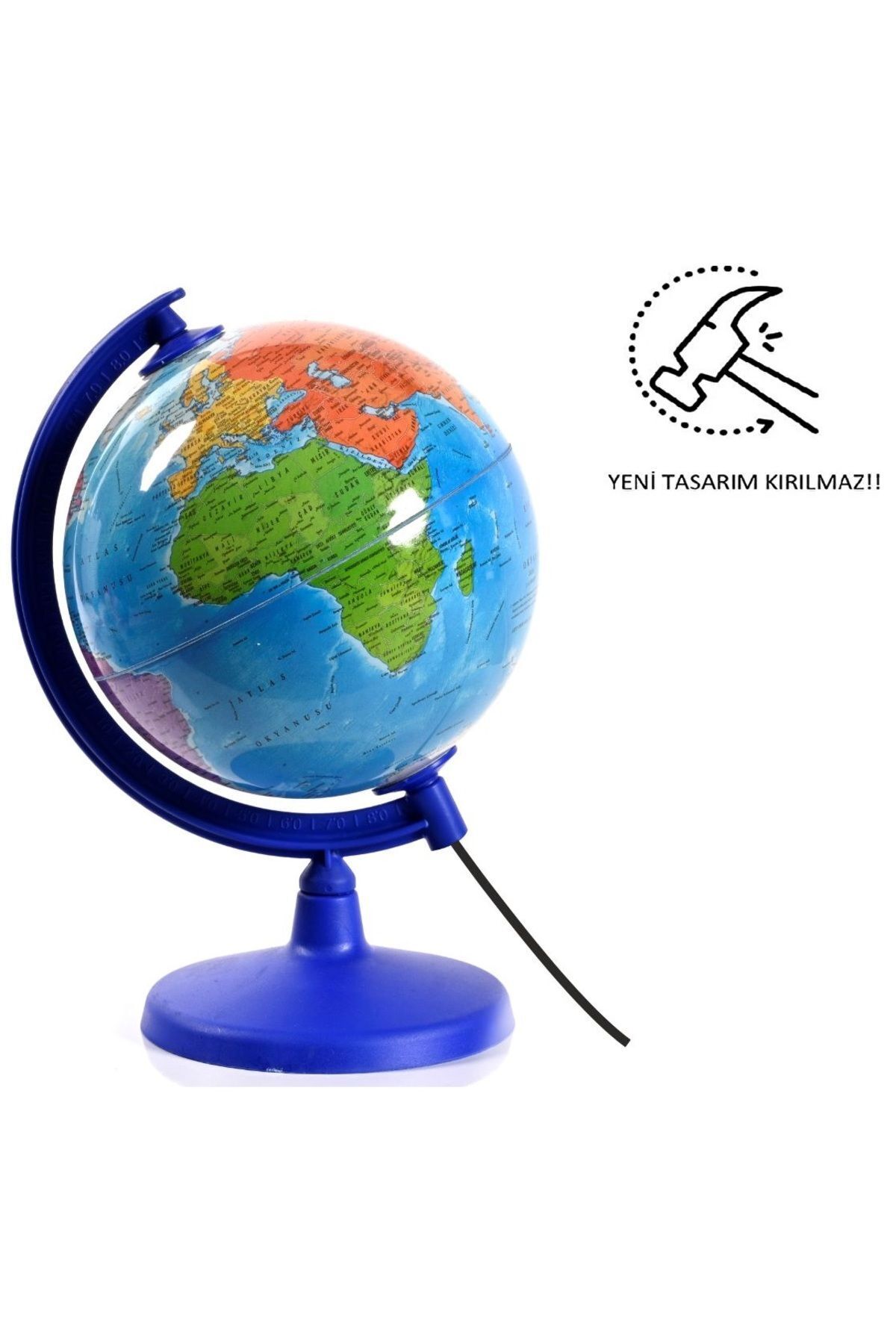 LRS STORE Işıklı Dünya Küresi / 7 Renkli 7 Kıta Haritalı Küre Eğitici Hediye Masa-Gece Lambası 20 Cm Çap fotoğrafı 2 (önizleme)